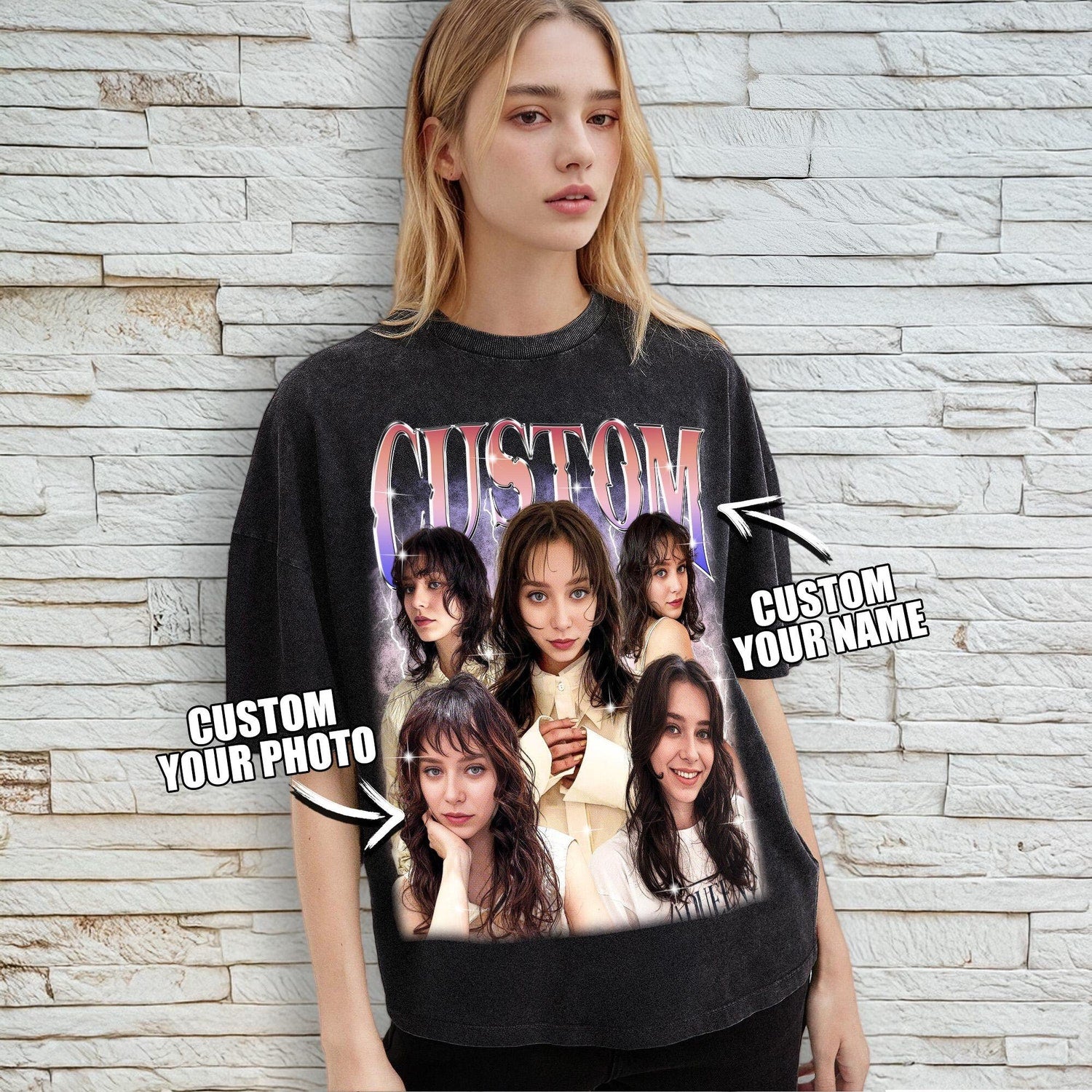 Custom Bootleg Girl friend Rap Tee, Custom Photo Vintage Shirts, Design Your Own Idea, Graphic Wife Husband Tee, Custom Your Own Bootleg Tee