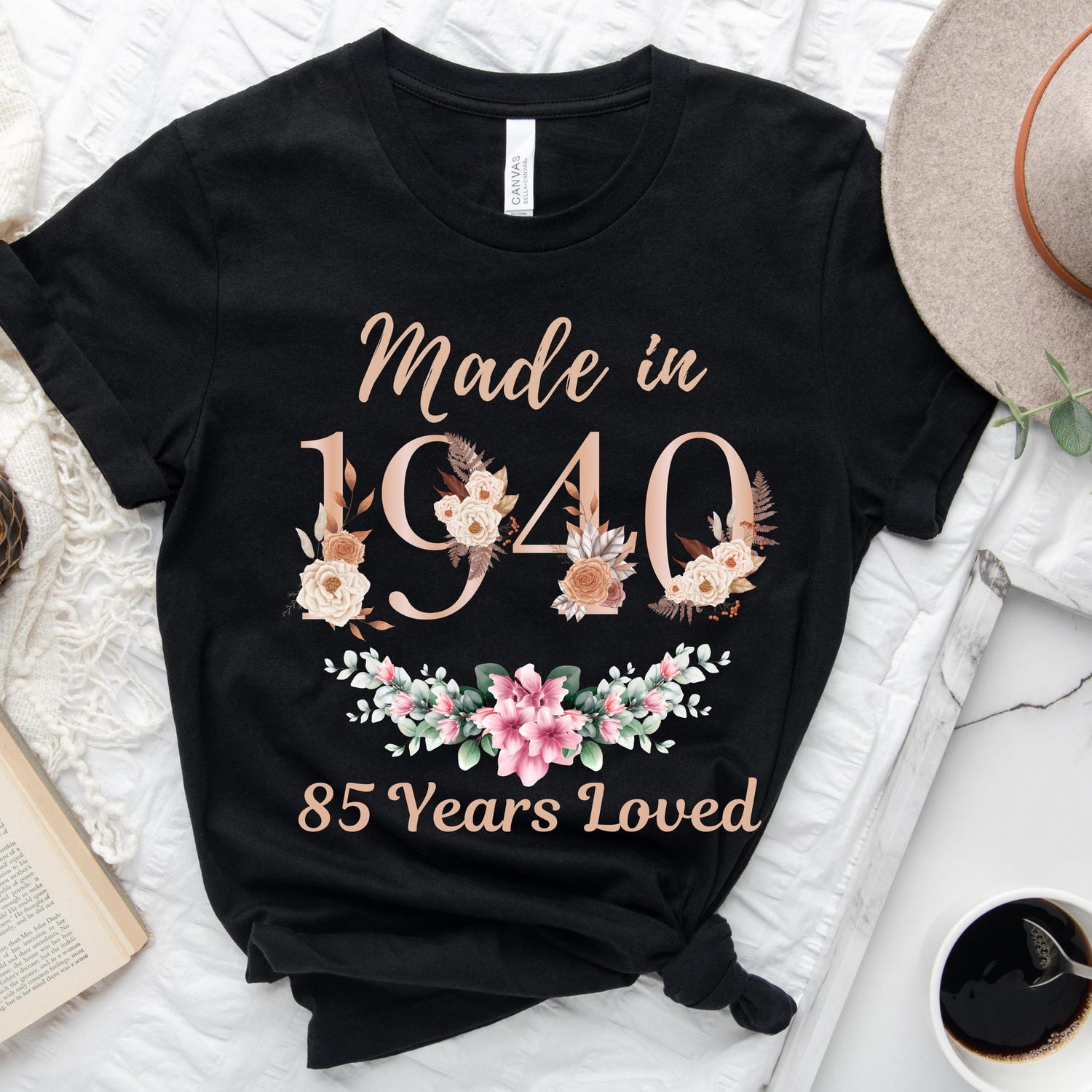 85th Birthday Shirt, Made In 1940 85 Years Loved Women T-Shirt, 85th Birthday Party Gift For Women, Custom 85th Birthday Floral Sweatshirt