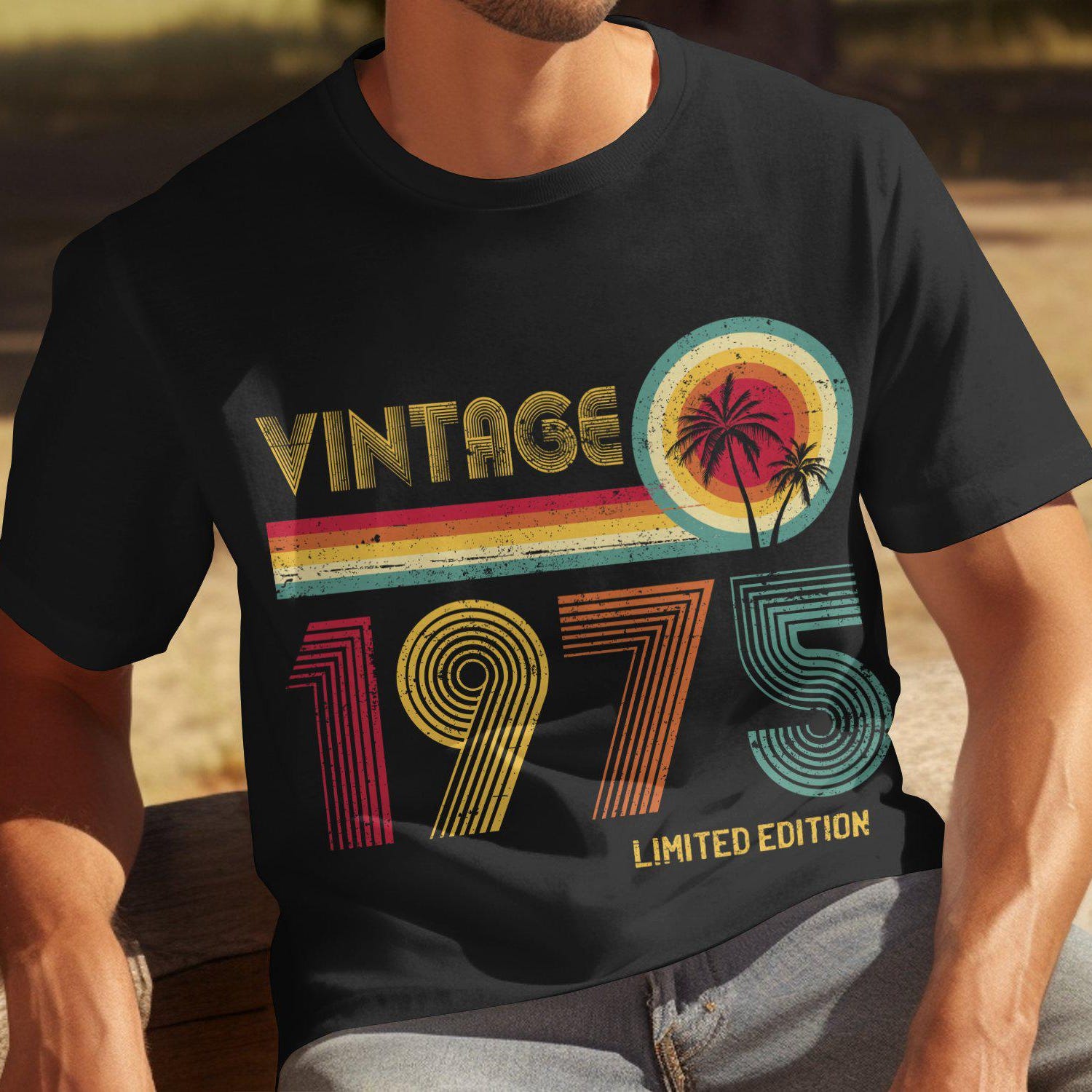 50th Birthday Gift Vintage 1975 Limited Edition T Shirt Mens Classic Original Present for Dad Husband Born in 1975 50 Years Old