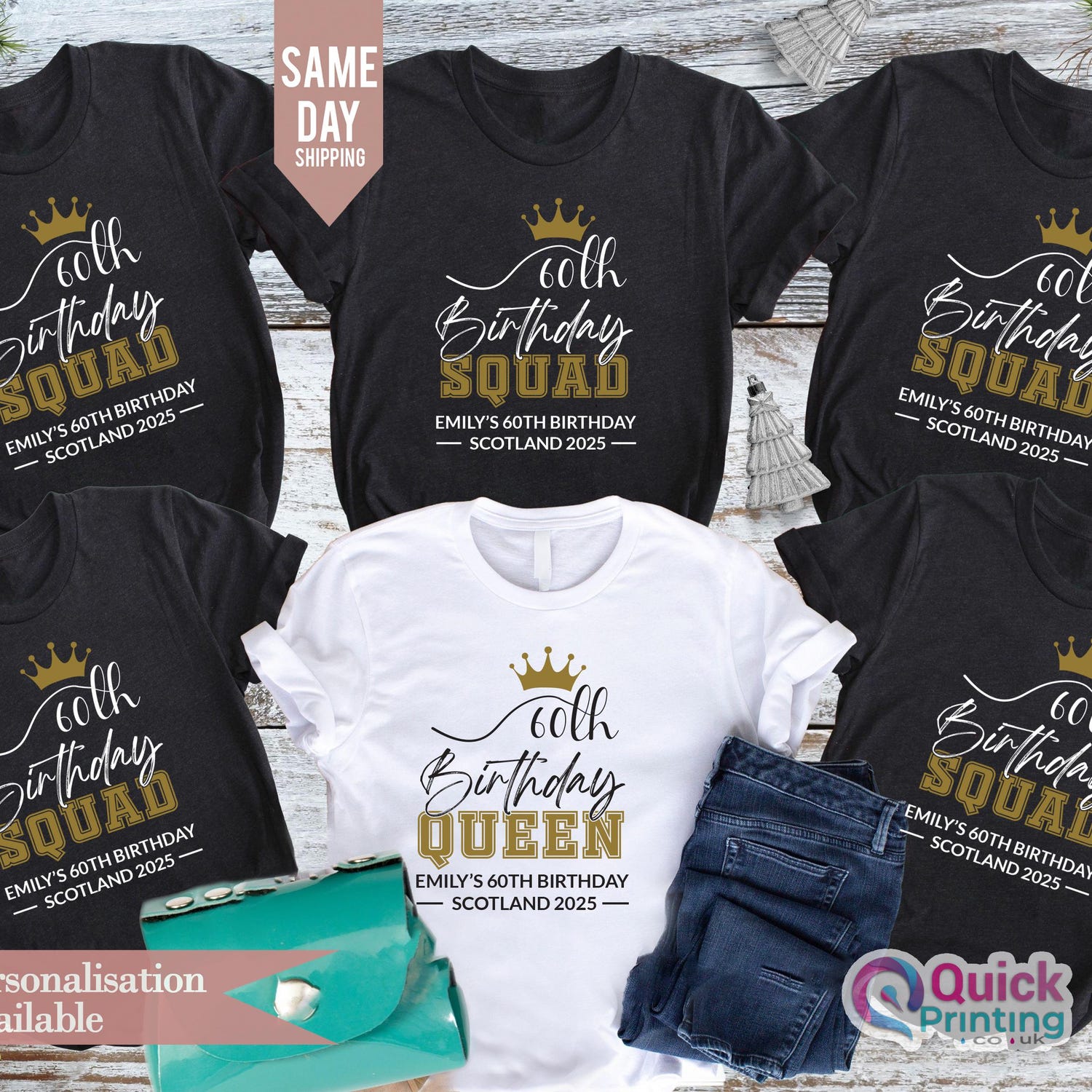 60th Birthday Squad Shirt: Personalized Birthday Crew T-Shirt