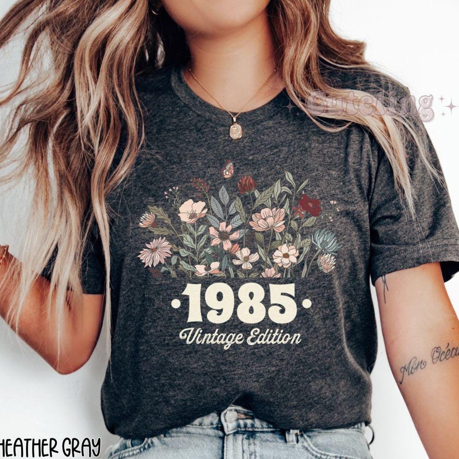 1985 Shirt, 40th Birthday Shirt, Flower 1985 Birth Year Number Shirt for Women, Birthday TShirt, Turning 40 Gift, 1985 plus size tops