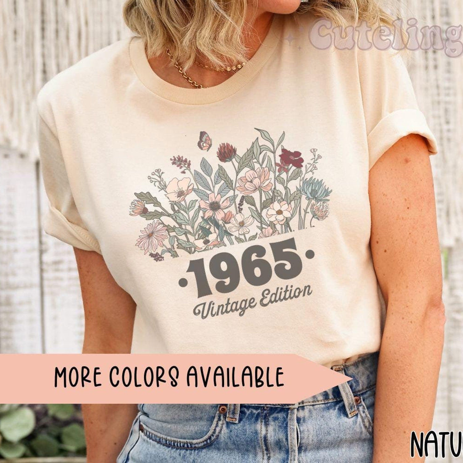 1965 Shirt, 60th Birthday Shirt, Flower 1965 Birth Year Number Shirt for Women, Birthday TShirt, Turning 60 Gift, 1965 plus size tops
