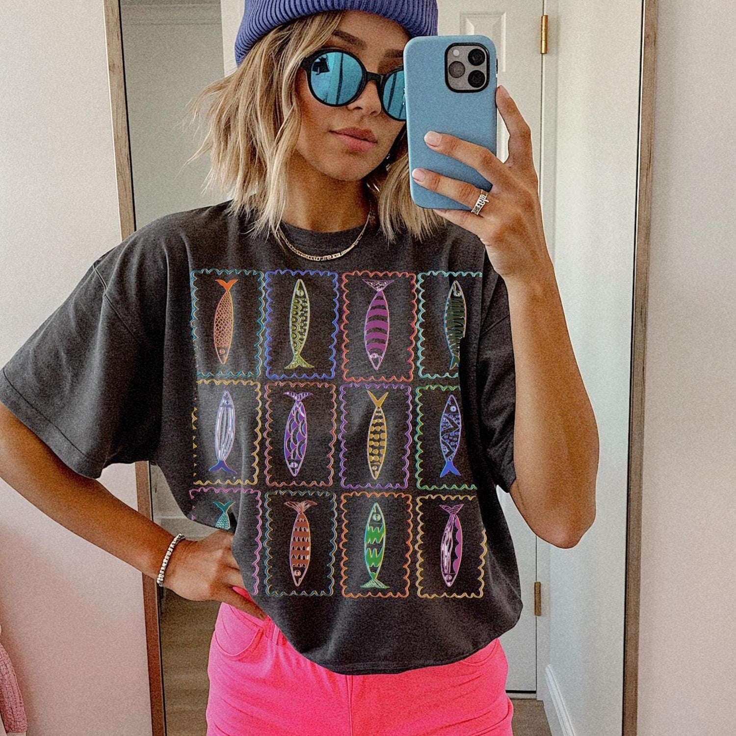 Comfort Colors Sardines Fisherman Aesthetic Graphic Tee: Coastal Grandma Oversized T-Shirt