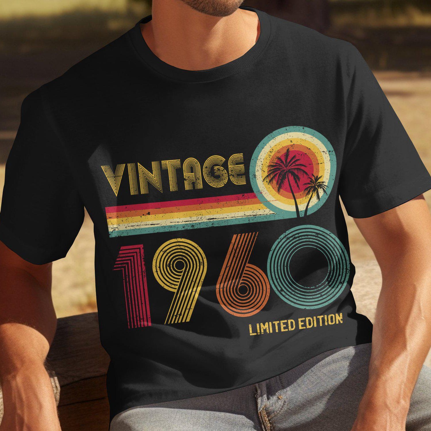 65th Birthday Gift Vintage 1960 Limited Edition T Shirt Mens Classic Present for Dad Grandpa Born in 1960 65 Years Old Celebration