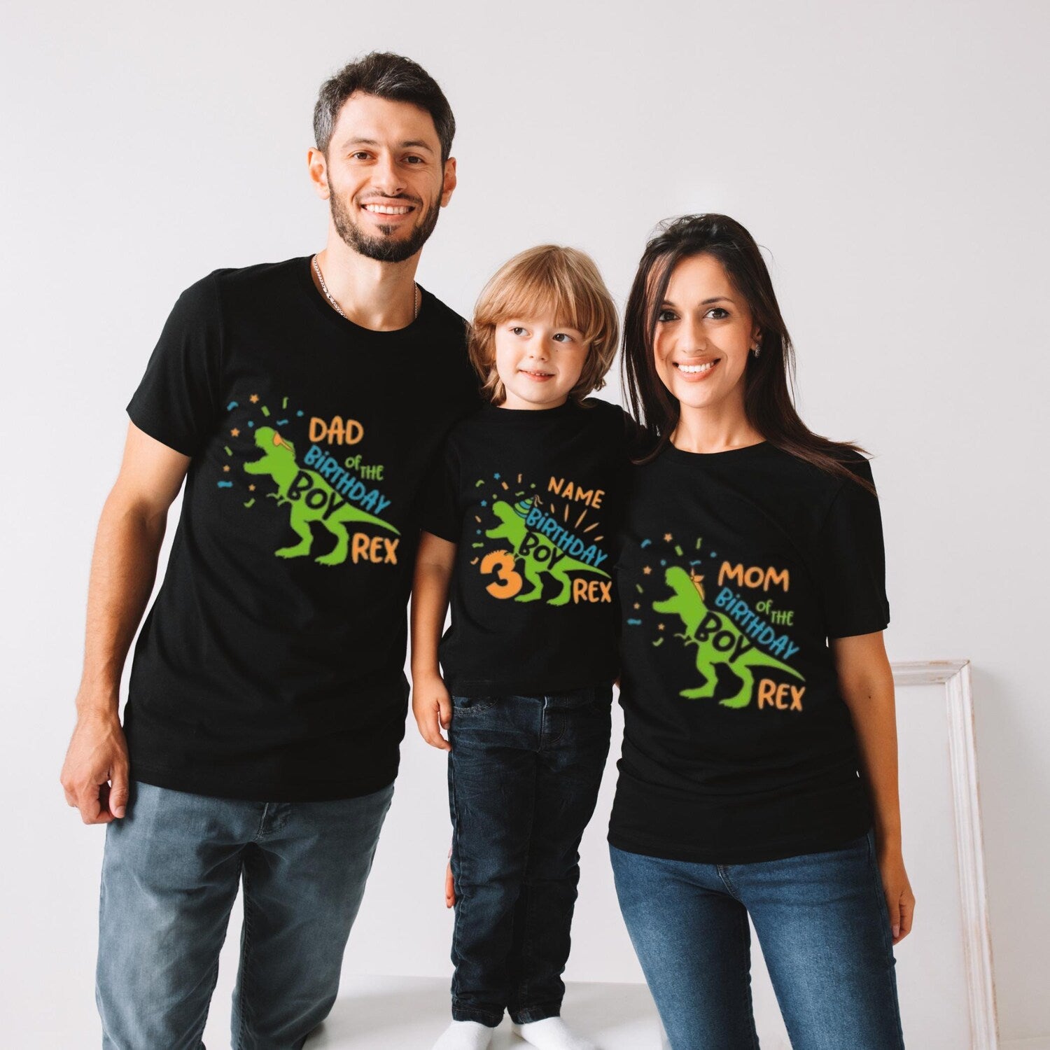 Custom Dinosaur Birthday Boy Shirt: T-Rex Family Party Tee