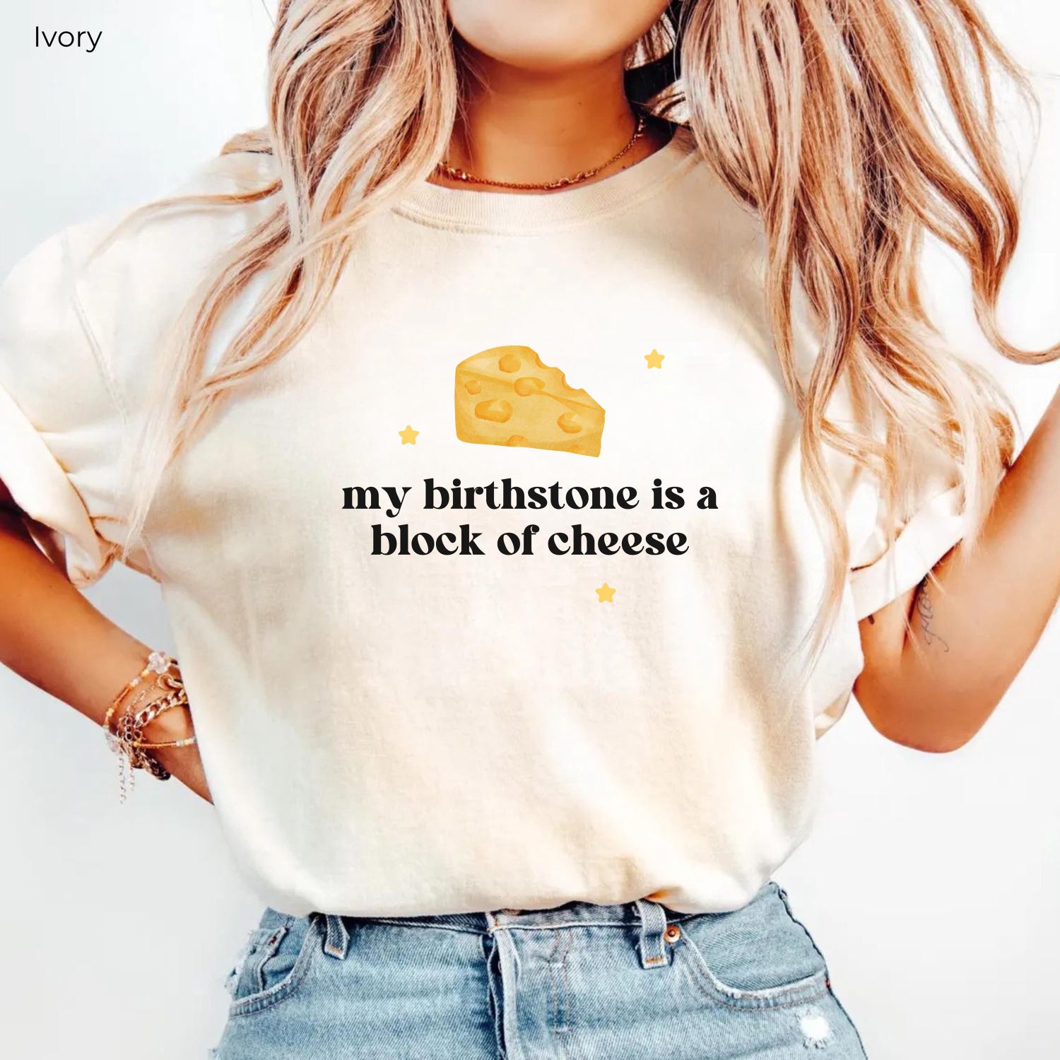 My Birthstone is a Block of Cheese Shirt, Cheese Lover Gift, Funny Birthstone Shirt, Cute Gift for Her, Aesthetic Shirt, Zodiac Humor Shirt