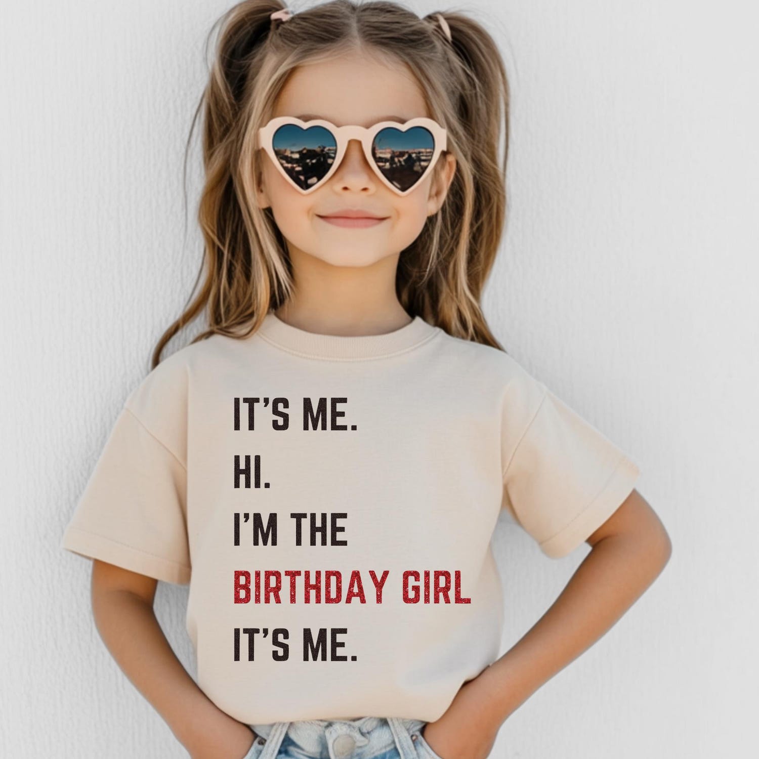 Birthday Girl Glitter T-Shirt It's Me Hi I'm The Birthday Girl Glitter T-shirt Real Glitter Print Birthday Girl T-Shirt Birthday Gift