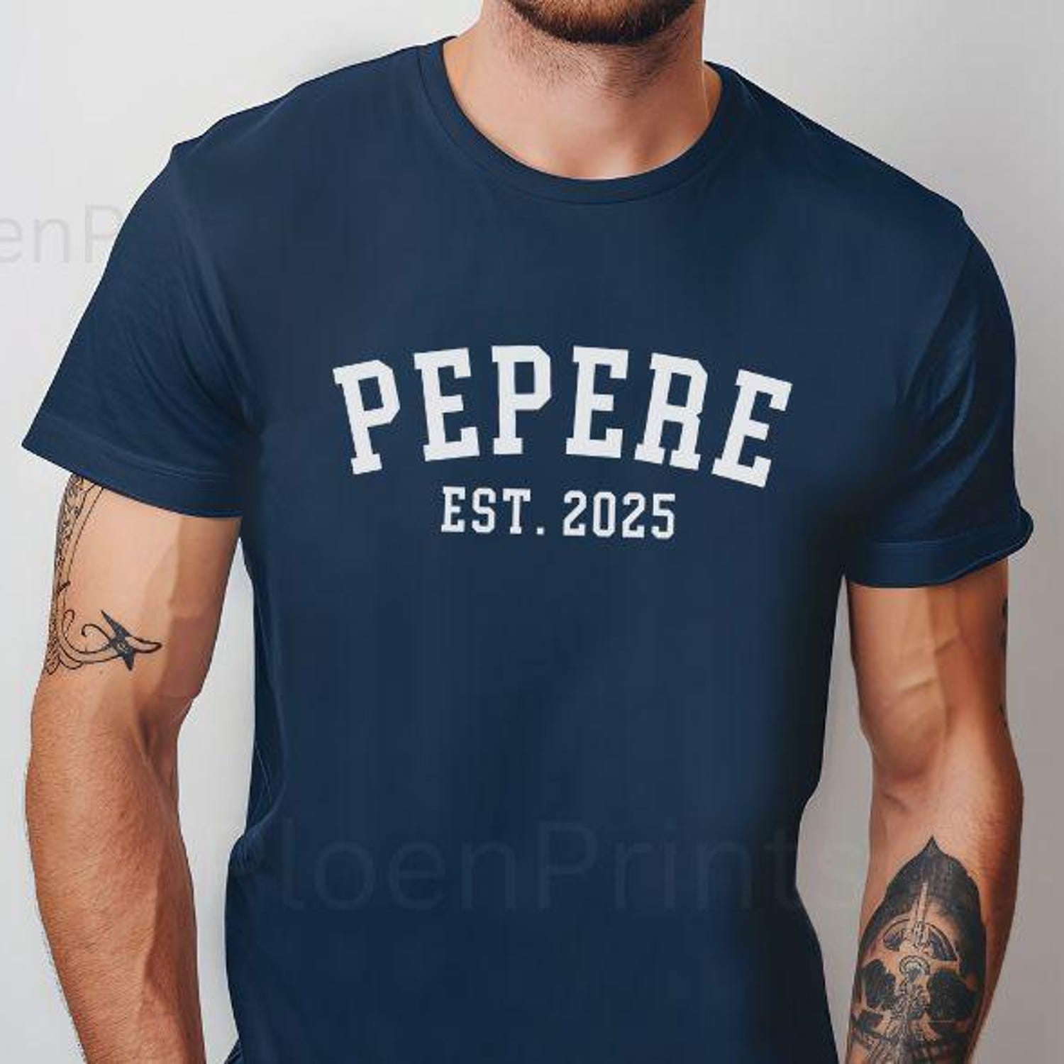 Custom Pepere Shirt, Custom Bella Canvas Pepere T Shirt, Pepere Est 2025 Tee, Fathers Day Gift, Pepere Grandpa Birthday, CUSTOMIZE the Year