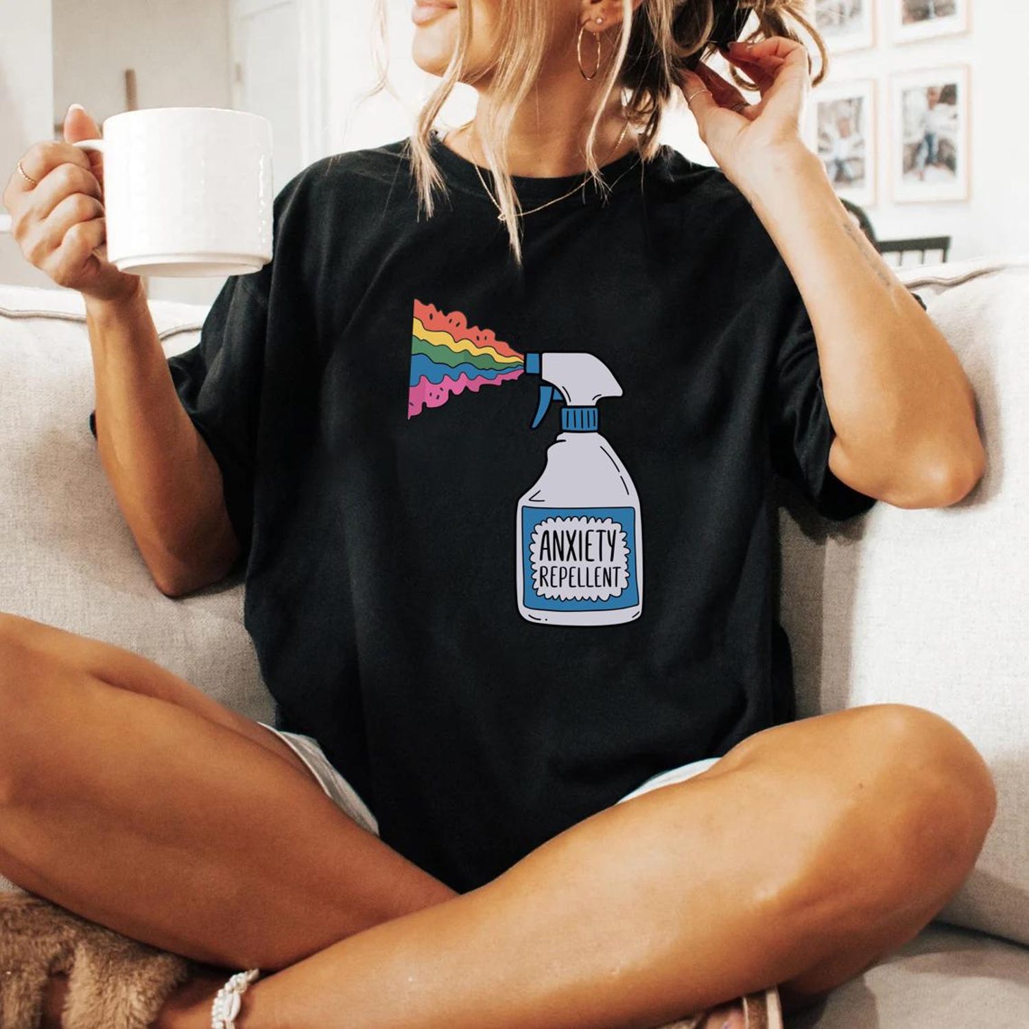 Anxiety Repellent Shirt, Funny Mental Health T-Shirt, Positive Vibes Graphic Tee, Self Care Aesthetic Tee, Cute Anxiety Relief Comfort Shirt