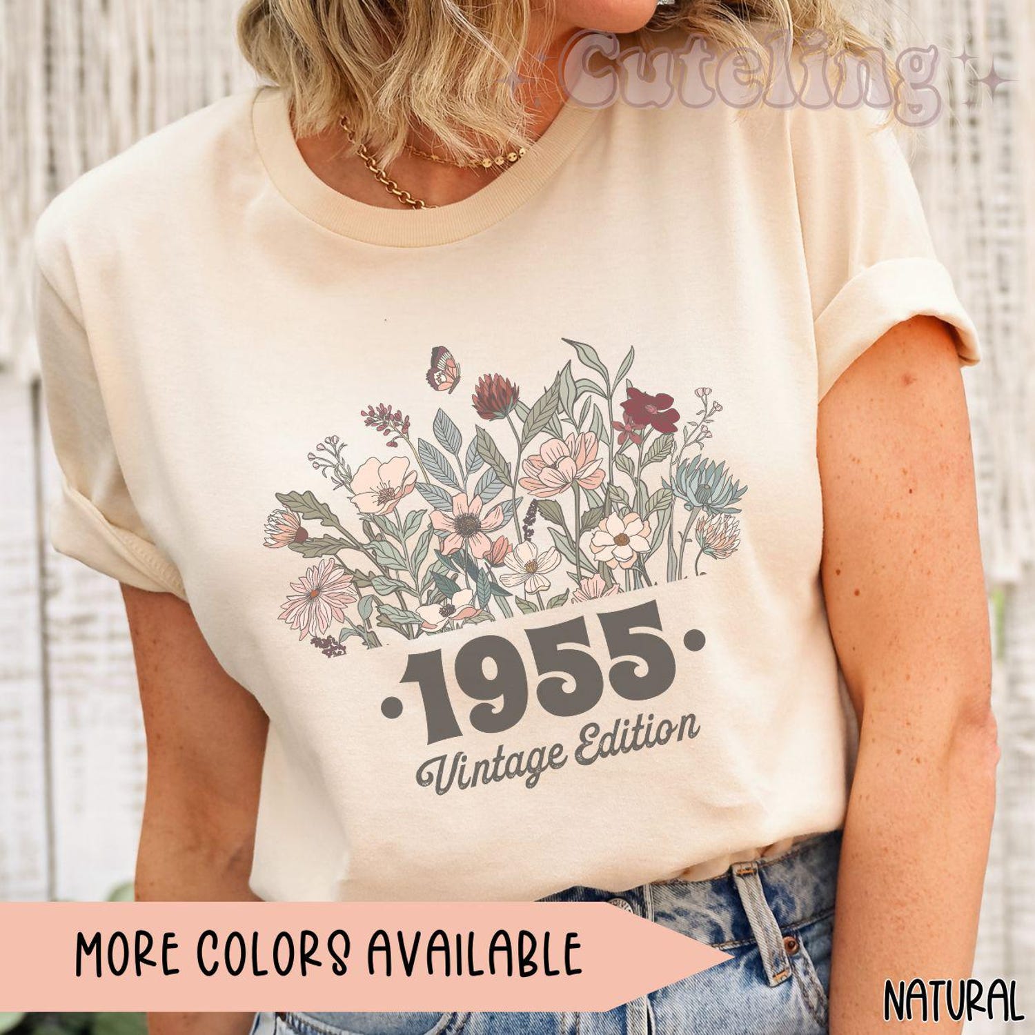 1955 Shirt, 70th Birthday Shirt, Flower 1955 Birth Year Number Shirt for Women, Birthday TShirt, Turning 70 Gift, 1955 plus size tops