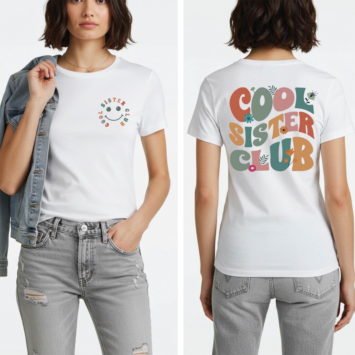 Cool Sisters Club T-Shirt: Sister Gift, Auntie Birthday Tee, Matching Group Apparel