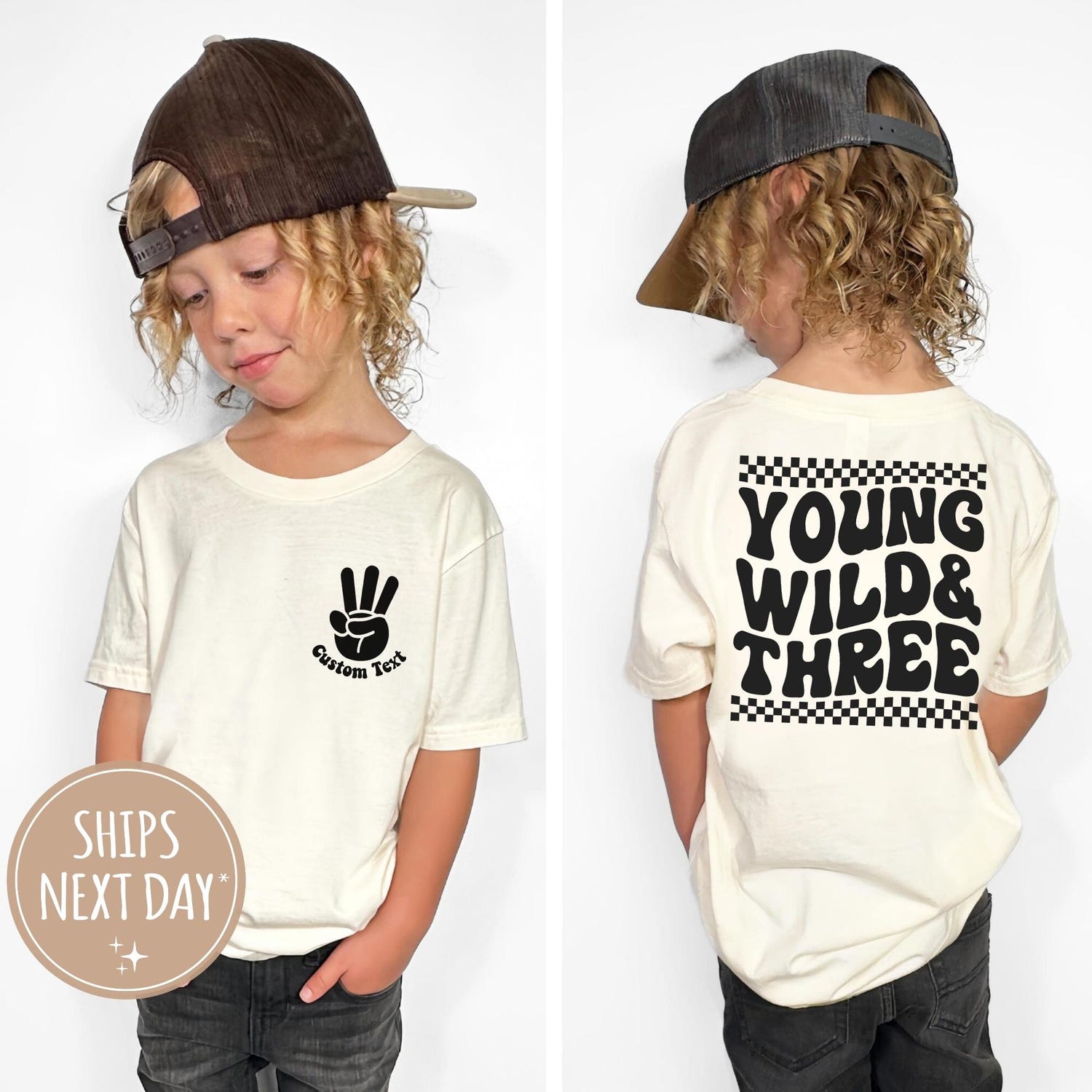 Custom Young wild and three, Boys 3rd third birthday, custom name kids shirt, boy birthday shirt, 3rd birthday gift boy, 3 year old bday tee