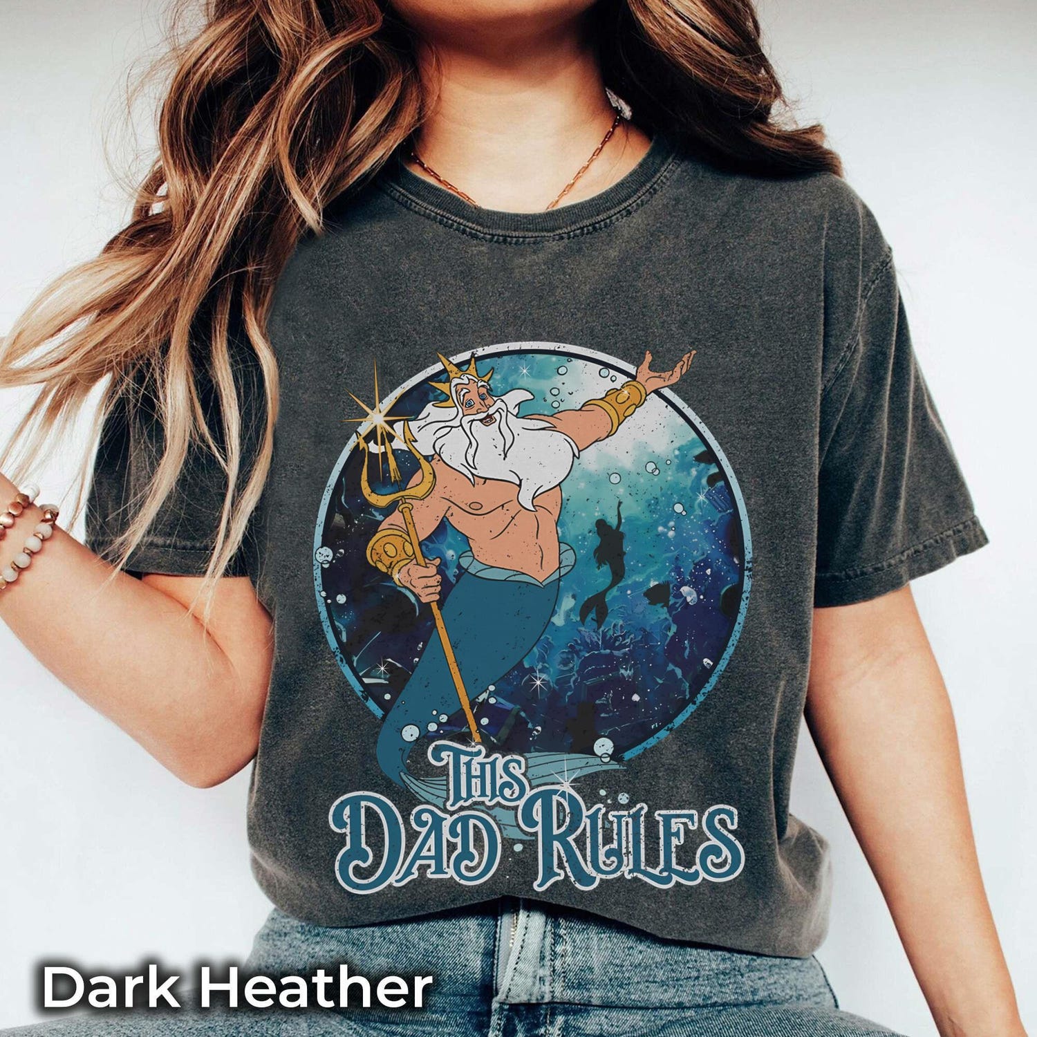 Disney Little Mermaid T-shirt, Retro King Triton This Dad Rules Shirts, Birthday Gift Tee, Disneyworld Shirt, Disneyland Family Trip Shirt