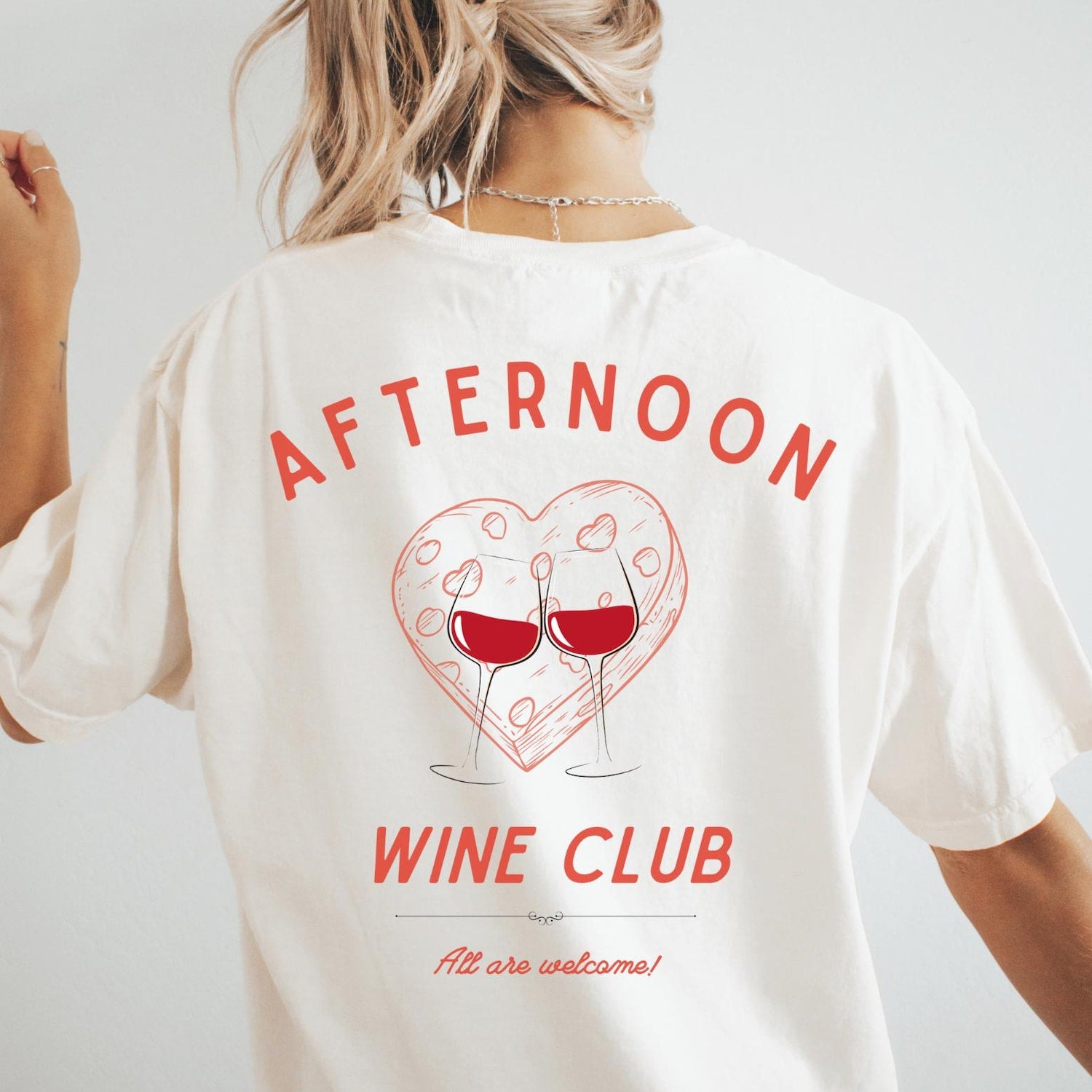 Afternoon Wine Club T-Shirt | Funny Wine Lover Graphic Tee | Aesthetic Oversized Unisex Shirt | Cute Gift for Women & Men Who Love Wine