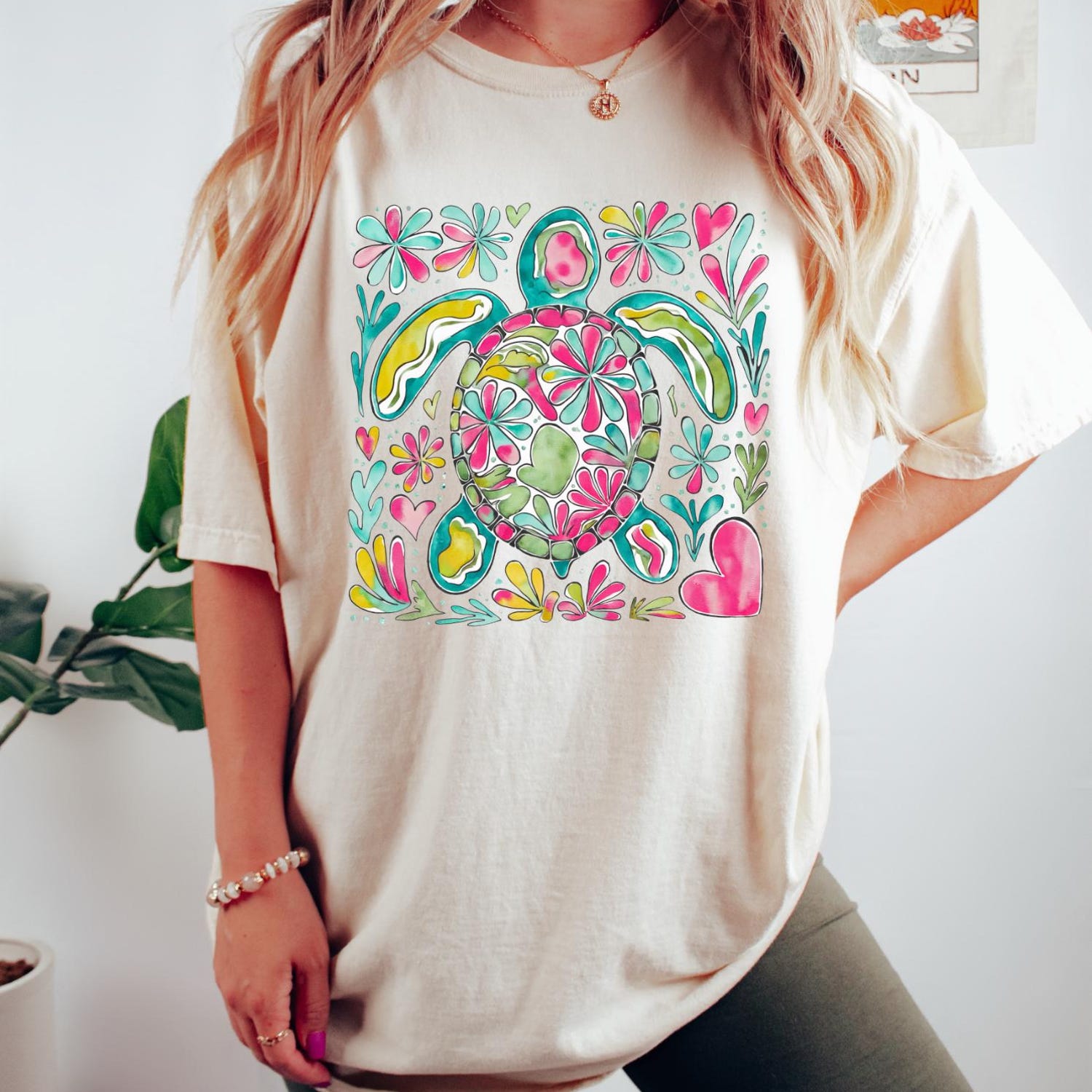 Comfort Color Shirt, Boho Floral Turtle Sweatshirt, Nautical Beach Shirt, Aesthetic Tee, Summer Beach Shirt, Cute Turtle Shirt, Women shirt