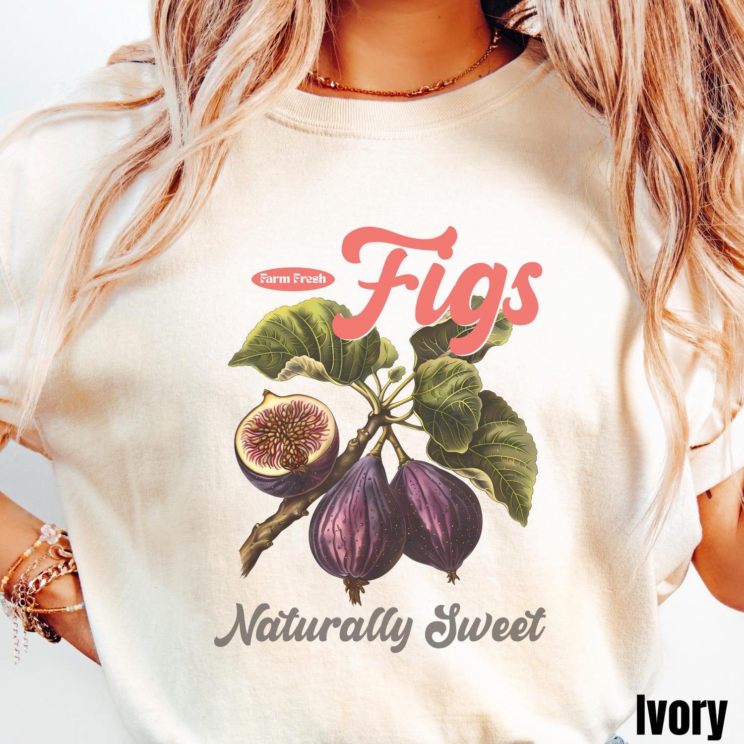 Retro Fig Shirt, Comfort ColorsÂ® Botanical Figs Shirt, Summer Fruit Shirt, Farmers Market Shirt, Cottagecore Gift, Mediterranean Aesthetic