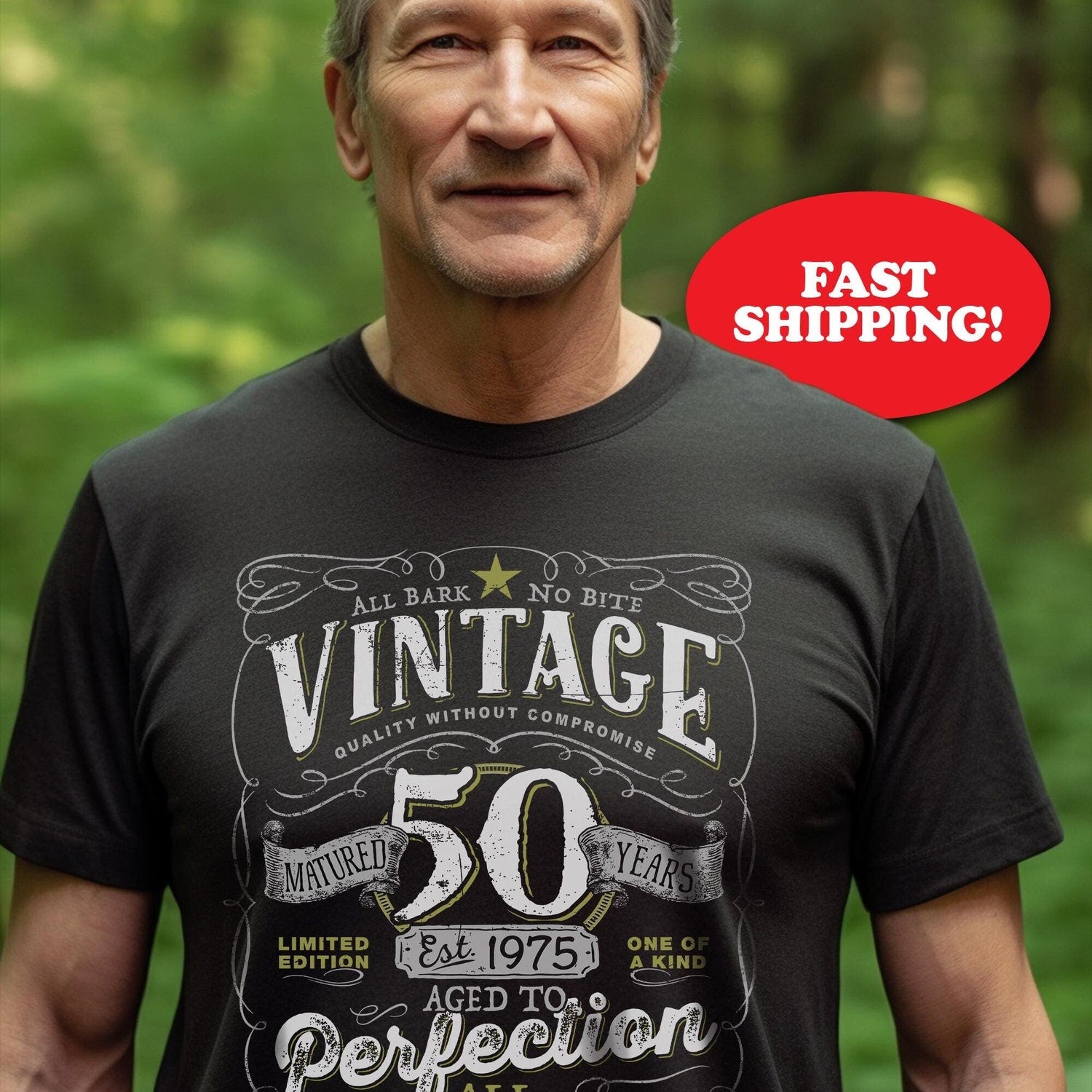 50th Birthday Shirt For Men, Vintage 1975, Aged To Perfection, Birthday Gift for Dad, Fathers 50th Birthday, Grandpa T-shirt Gift 50-1975