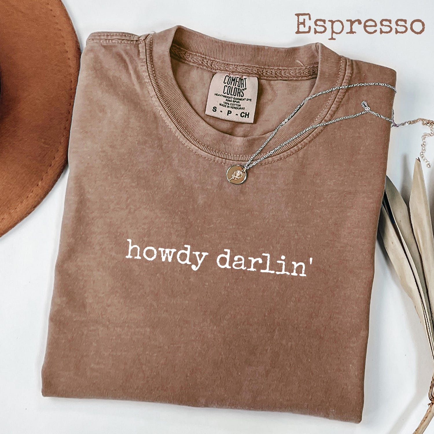 Comfort ColorsÂ® Howdy Darlin' T-Shirt, Cute Graphic Tee for Women or Men, Southern Charm Quote Shirt, Country Cowgirl Gift