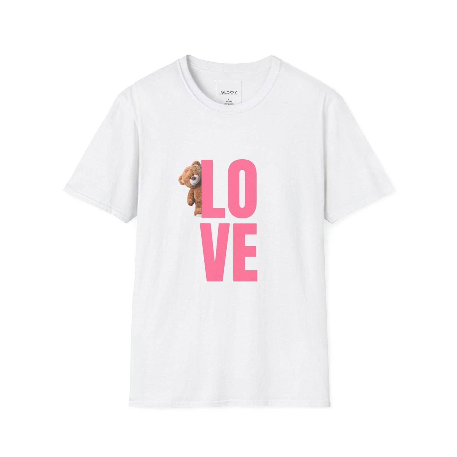 LOVE T-Shirt | Minimal Typography Shirt | Valentine Gift Tee | Romantic Graphic Top | Cute Teddy Bear Design | Unisex Aesthetic