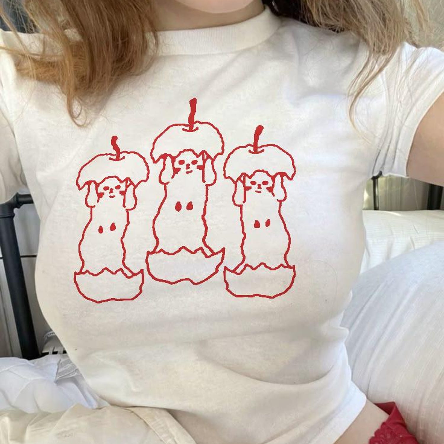 Apple Cats Baby Tee, Y2K Baby Tee, 90s Weirdcore Vintage Kitten Baby Tee, Y2K Aesthetic Cat Baby Tee, Retro Grunge Coquette Cat Trendy Top