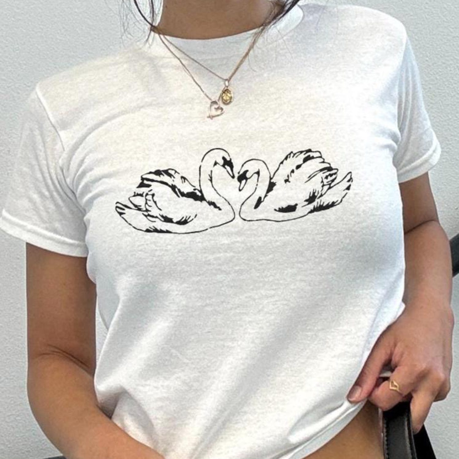 Swan Baby Tee | Vintage Tee | 90s Baby Tee | Y2K Baby Tee | Graphic Tee