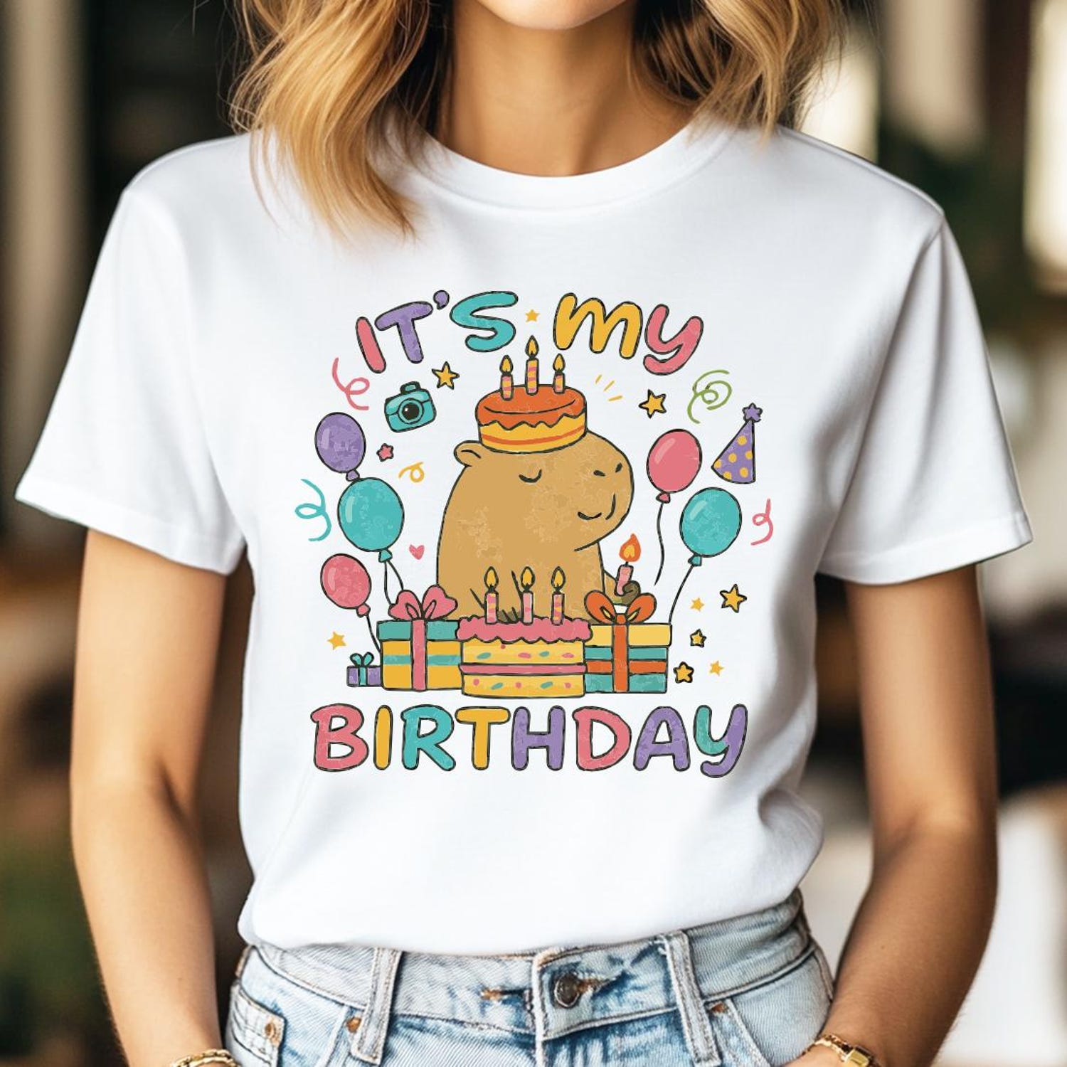 Cute Capybara Birthday T-Shirt: Funny Animal Lover Matching Tee, Summer Gift