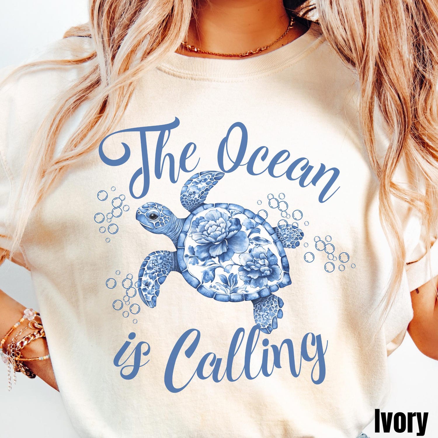 Blue Chinoiserie Sea Turtle Shirt, Comfort ColorsÂ® Summer Beach Lover Shirt, Toile Coastal Aesthetic Turtle Lover Gift, Ocean Lover Gift
