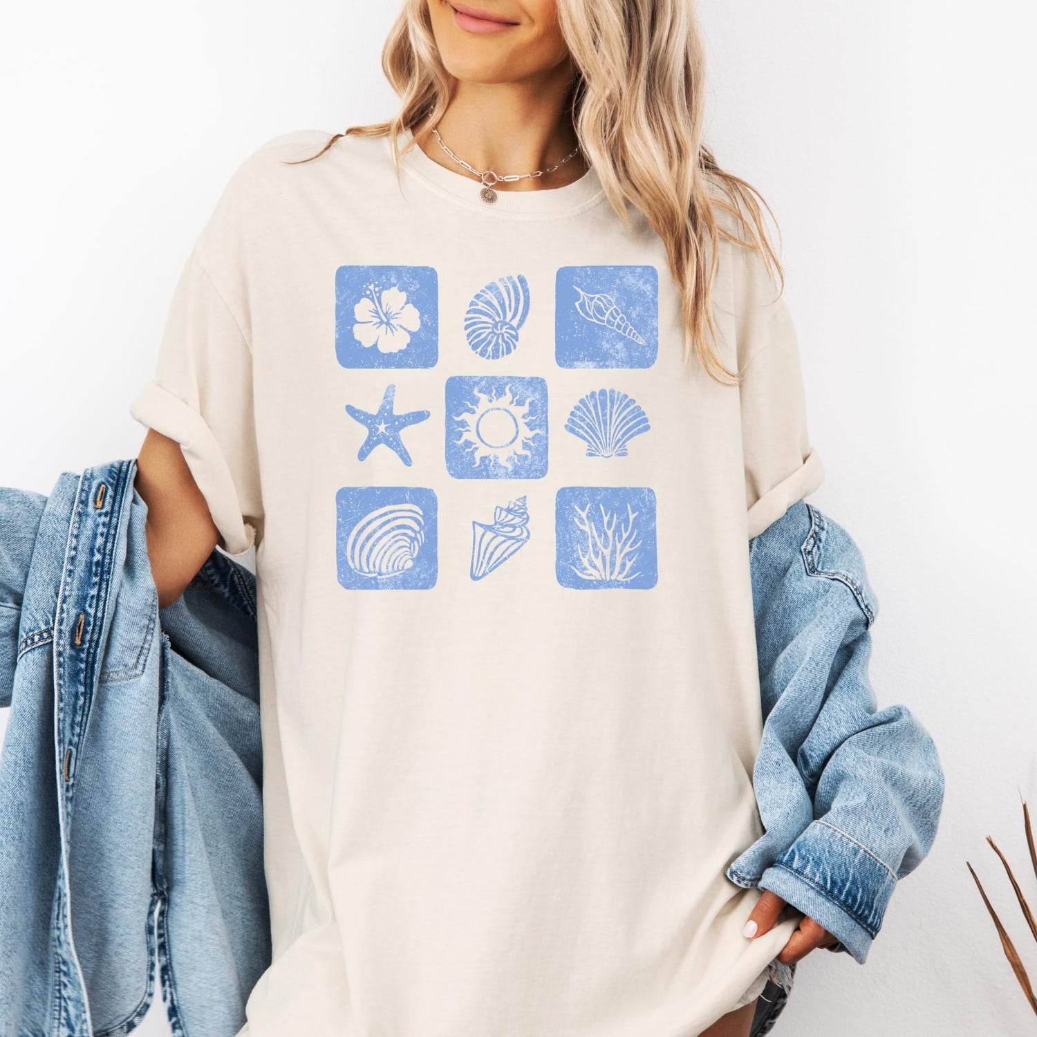 Comfort ColorsÂ® SeaShell Shirt, Beach T-Shirt, Summer Woman Shirt, Aesthetic Shirt, Women beach shirt, Summer Trendy shirt, Cute beach lover
