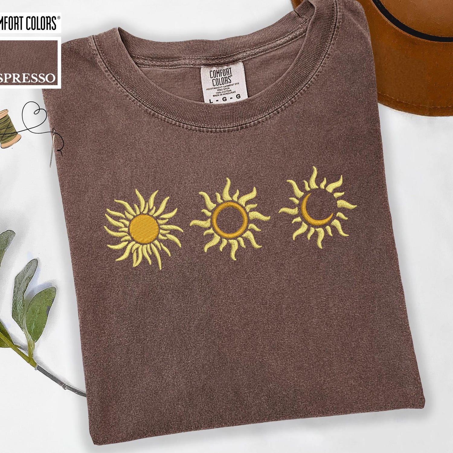 Comfort ColorsÂ® Embroidered Sun T-shirt/Sweatshirt, Custom Pastel Boho Sun Design, Minimal Aesthetic Summer Tee, Trendy Summer Gifts for Her