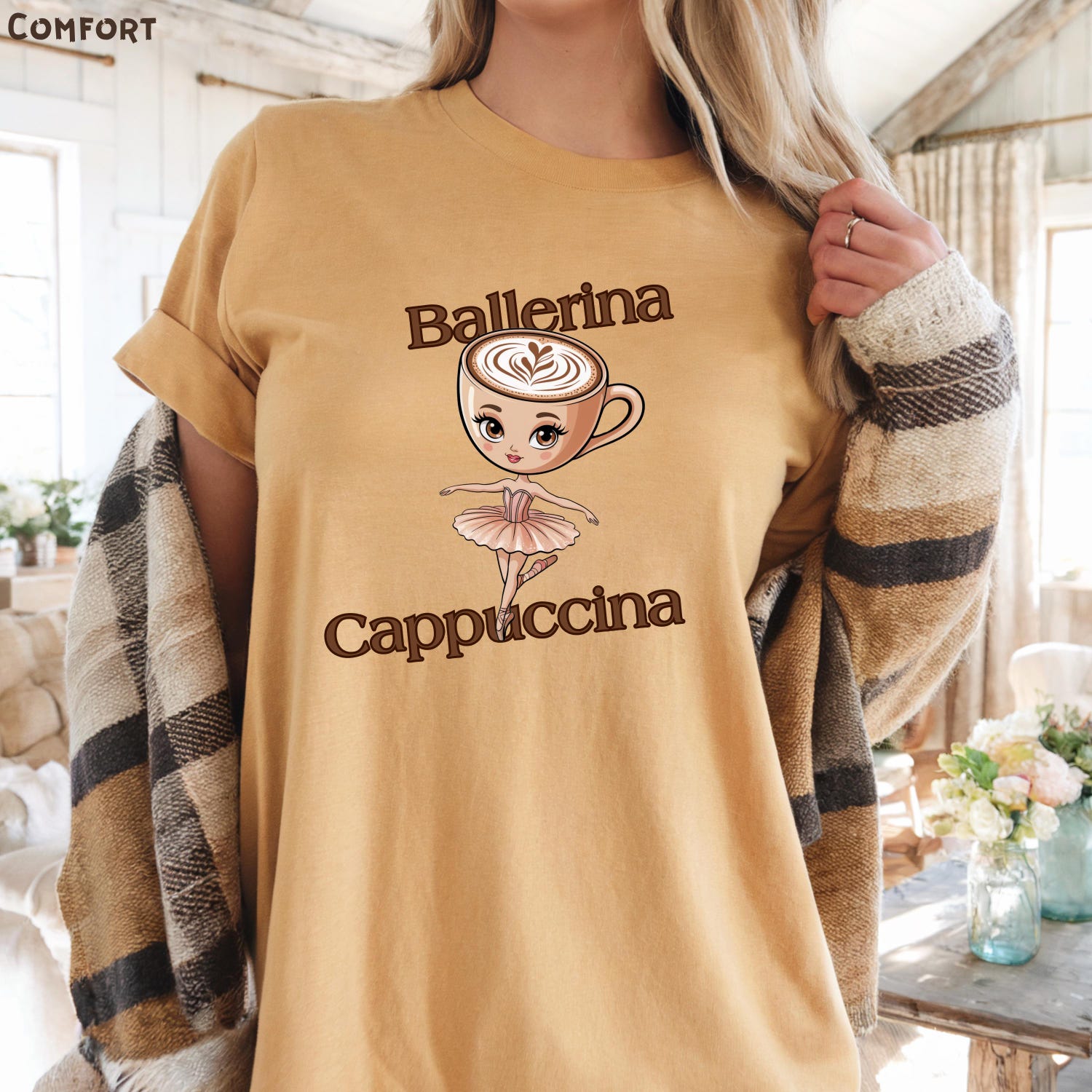 Ballerina Cappuccina Shirt, Cute Coffee Ballerina Tee, Latte Art Girl T-Shirt, Italian Aesthetic Shirt, Funny Coffee Lover Gift