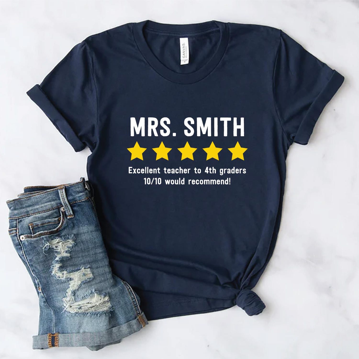 5 Star Rating Custom T-Shirt, Birthday Gift For Teachers, Best Teacher Ever, Personalized Teacher Shirt, Funny Unisex Shirt For Her Him