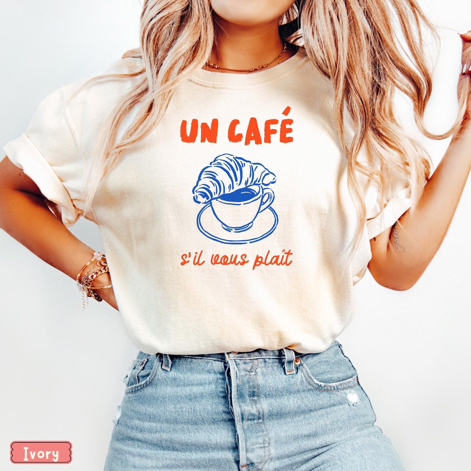 French Cafe Shirt,Un CafÃ© Sâil Vous PlaÃ®t Tee,Paris Aesthetic Shirt,Croissant Coffee Shirt,European Summer Tee