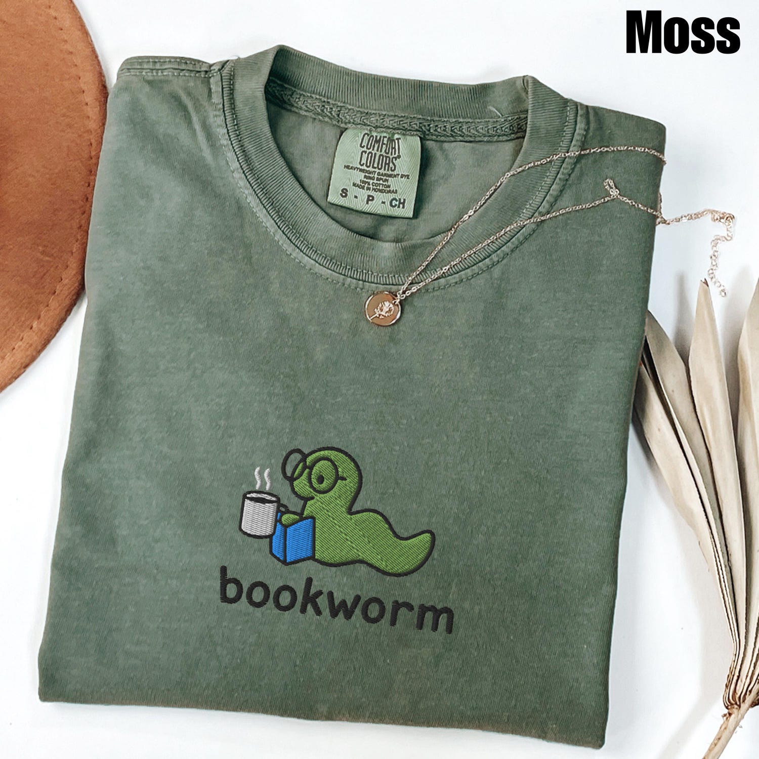 Bookworm Embroidered Comfort ColorsÂ® Tee, Cute Shirt for Readers, Book Lover Gift, Bookish Shirt, Aesthetic Bookworm T-Shirt, Reading Shirt