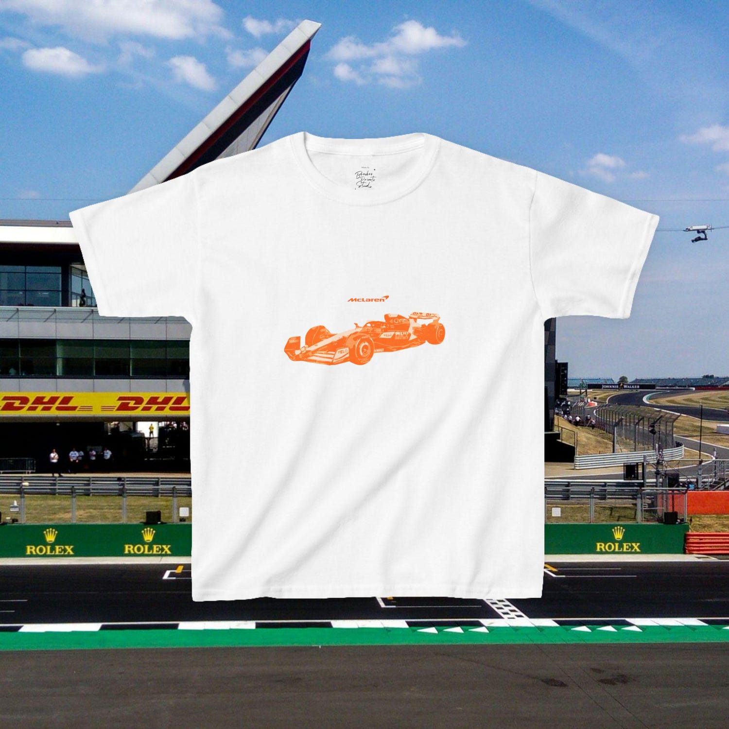 Cute & Aesthetic, McLaren Formula One Car Print, Cotton, Graphic Basic Baby Tee