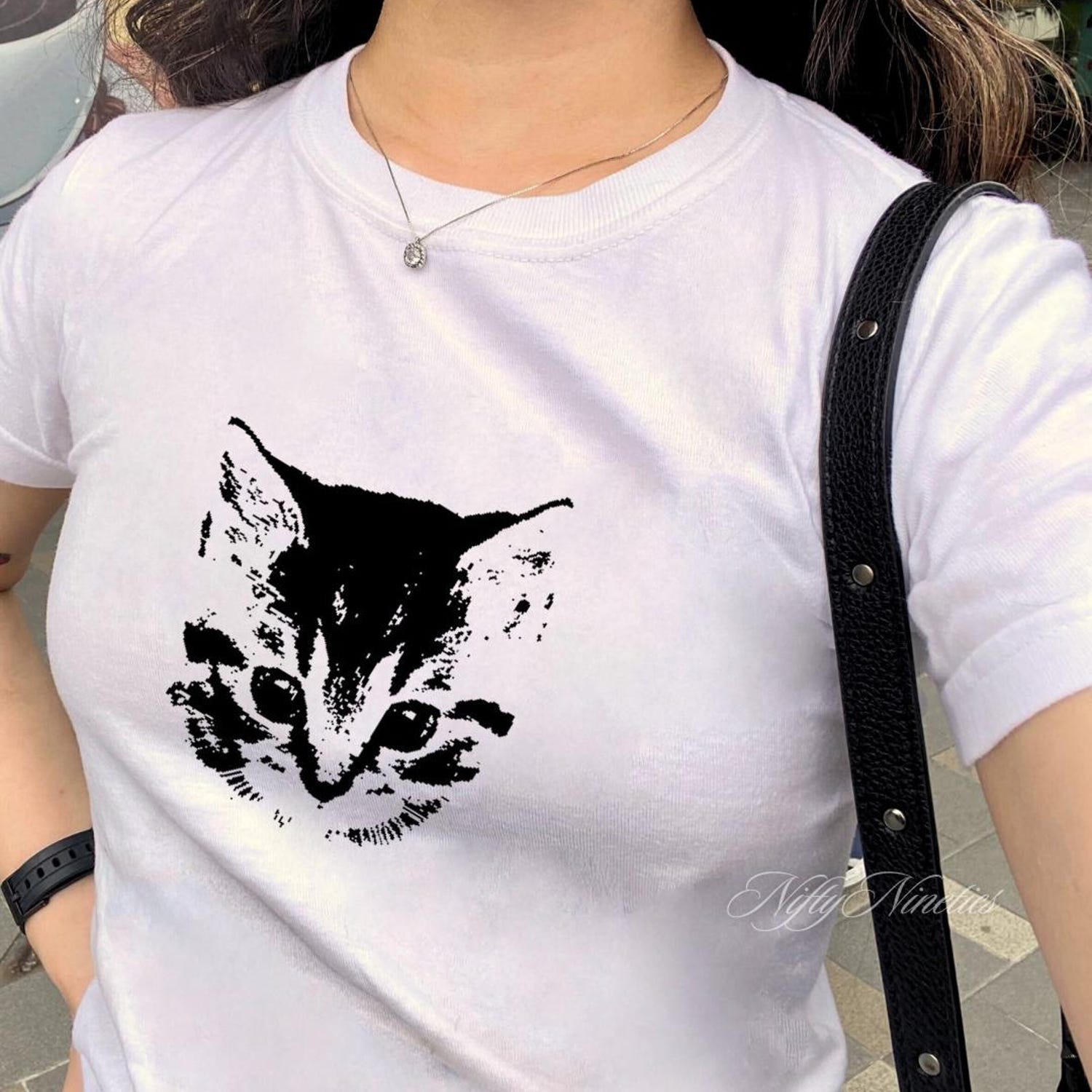 Cute Kitten Baby Tee, Cat Grunge Y2k Aesthetic, Streetwear Style, Coquette Clothing, Babytee Y2k, 90s Retro Vintage Graphic Top, Goth Tee