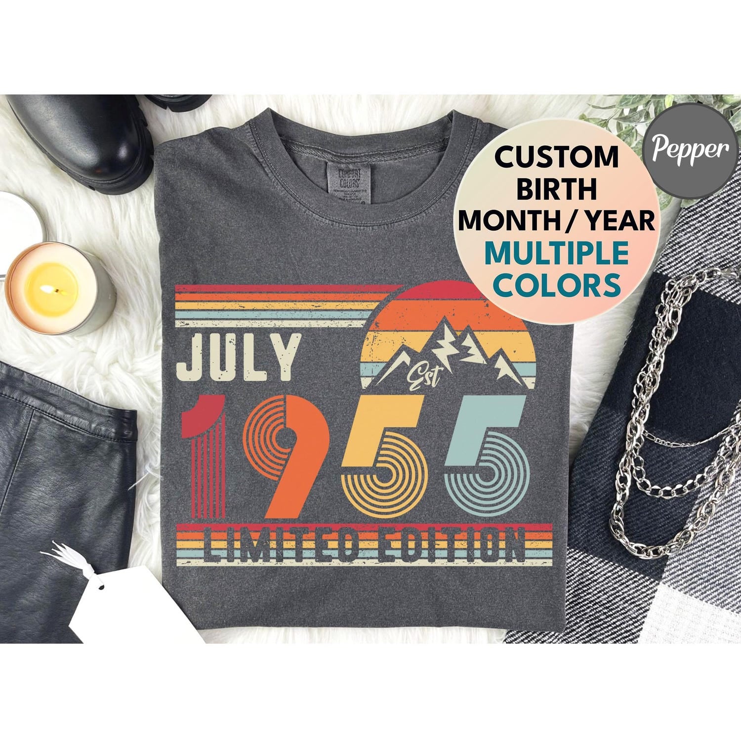 1955 Comfort Colors Retro Shirt, 1955 Birthday Sweatshirt, 1955 Birthday Year Number Long Sleeve Shirt for Women Men, 70th Birthday Tee Gift