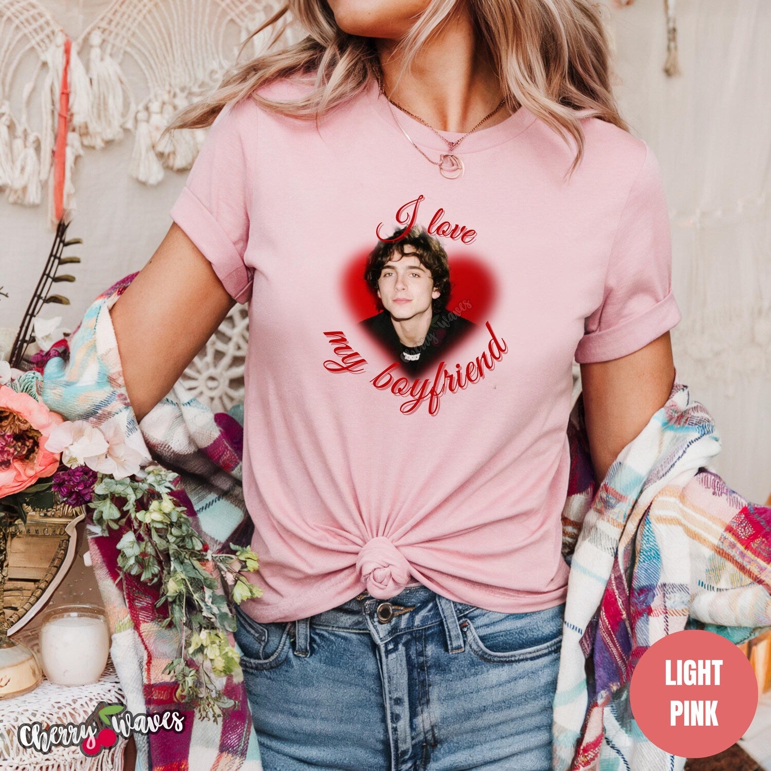 Timothee Chalamet 'I love my boyfriend' Tee, Funny Aesthetic Shirt, Unisex Cotton Top, Gift for Fans, Trendy Graphic T-Shirt