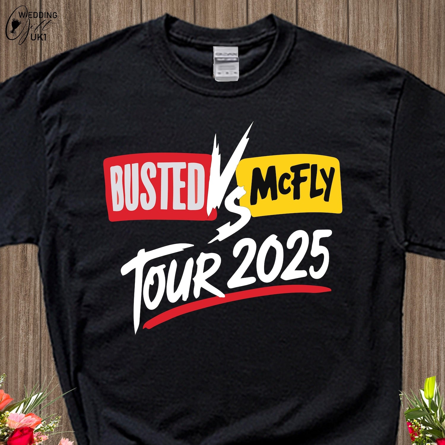Busted vs McFly T-Shirt: Pop Rock Concert Merch, 2025 Tour Fan Gift Tee