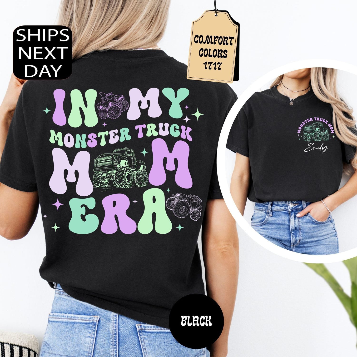 Comfort Colors Monster Truck Mama Shirt, Pregnant Mom Shirt, Custom Monster Truck Shirt, Boy Birthday Party Shirt, New Mom Shirt, Mom Gift