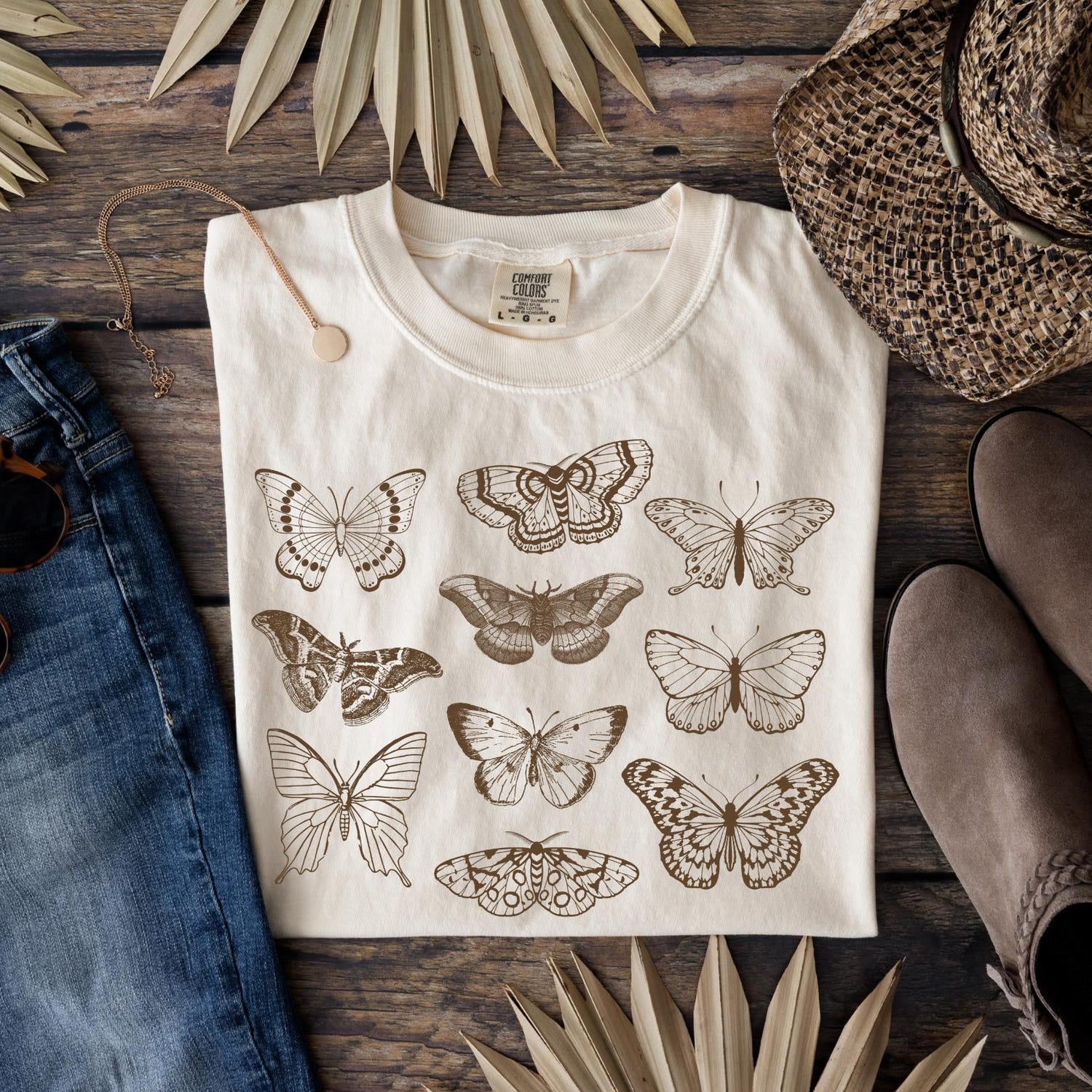 Comfort ColorsÂ® Butterfly and Moth T-Shirt, Cottagecore Aesthetic T shirt,Cottage Core Shirt,Retro Butterflies shirt, cute women shirt, Gift