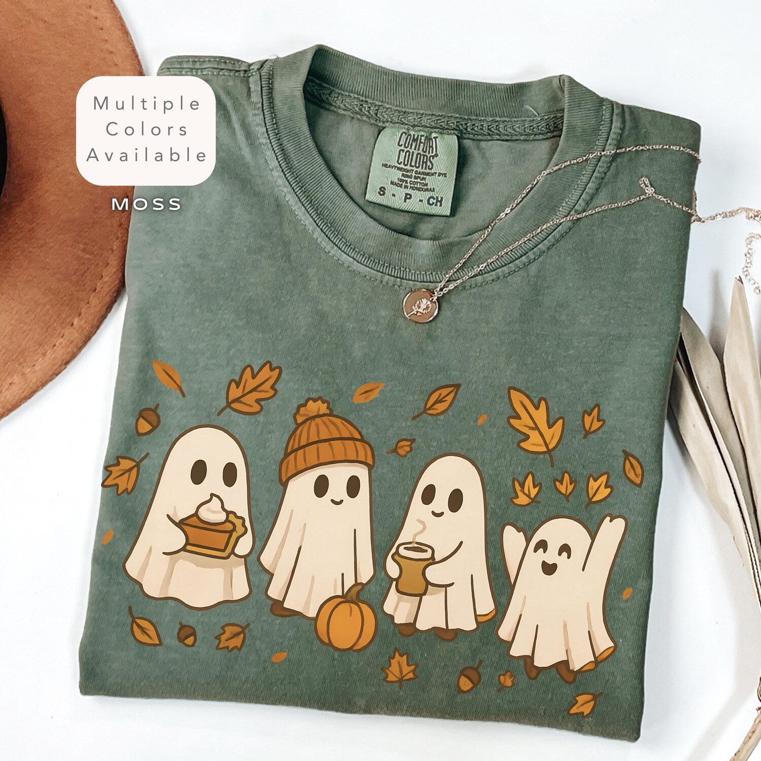 Comfort Colors Fall Ghost Shirt, Cute Spooky Season Ghost T-Shirt, Pumpkin Spice Autumn Ghost Tee, Ghost Coffee Shirt, Fall Aesthetic Tshirt