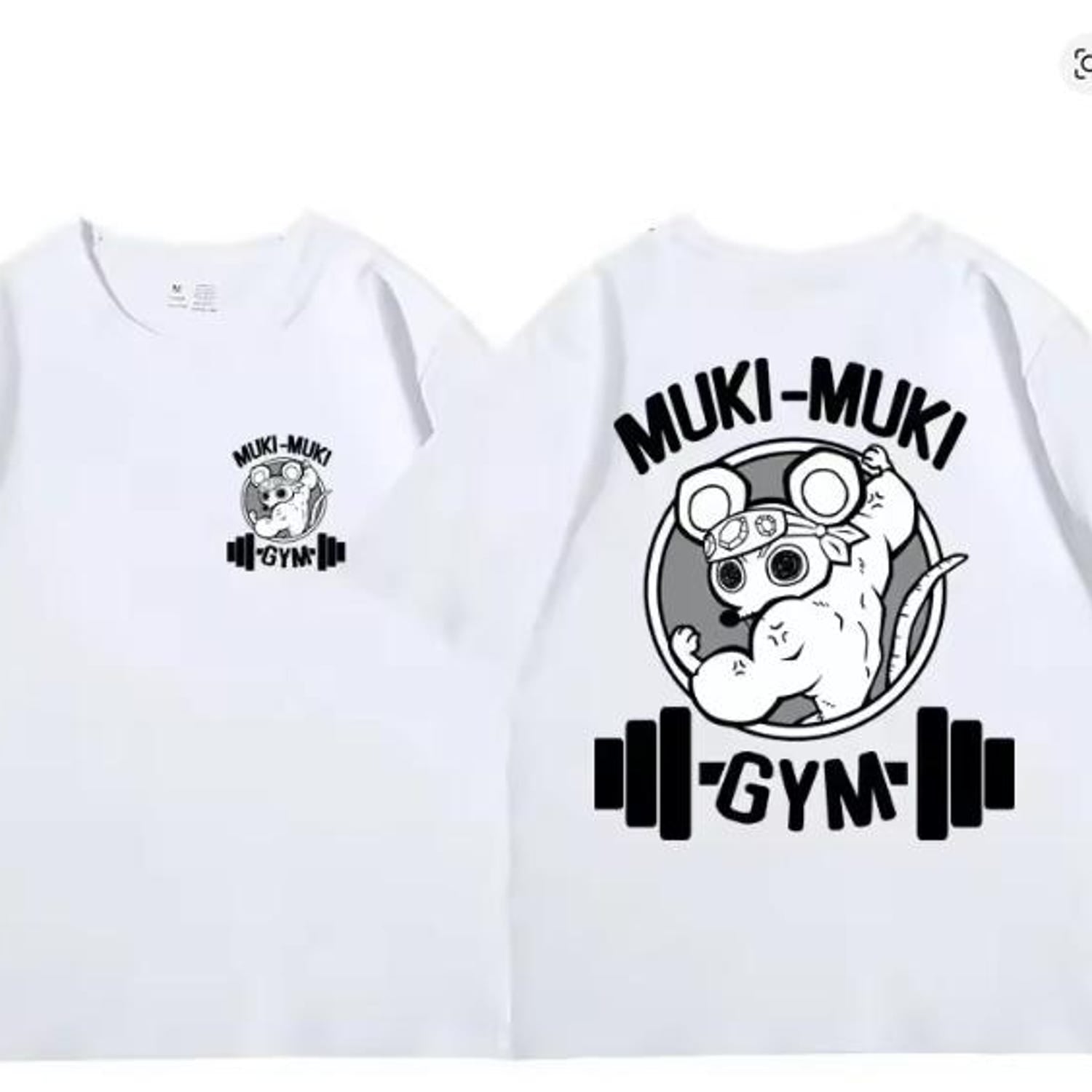 Anime Demon Slayer Uzui Tengen Print T-shirts Unisex Funny Ninja Mice Muki Muki Gym T Shirt Muscular Mouse Oversized T-shirt