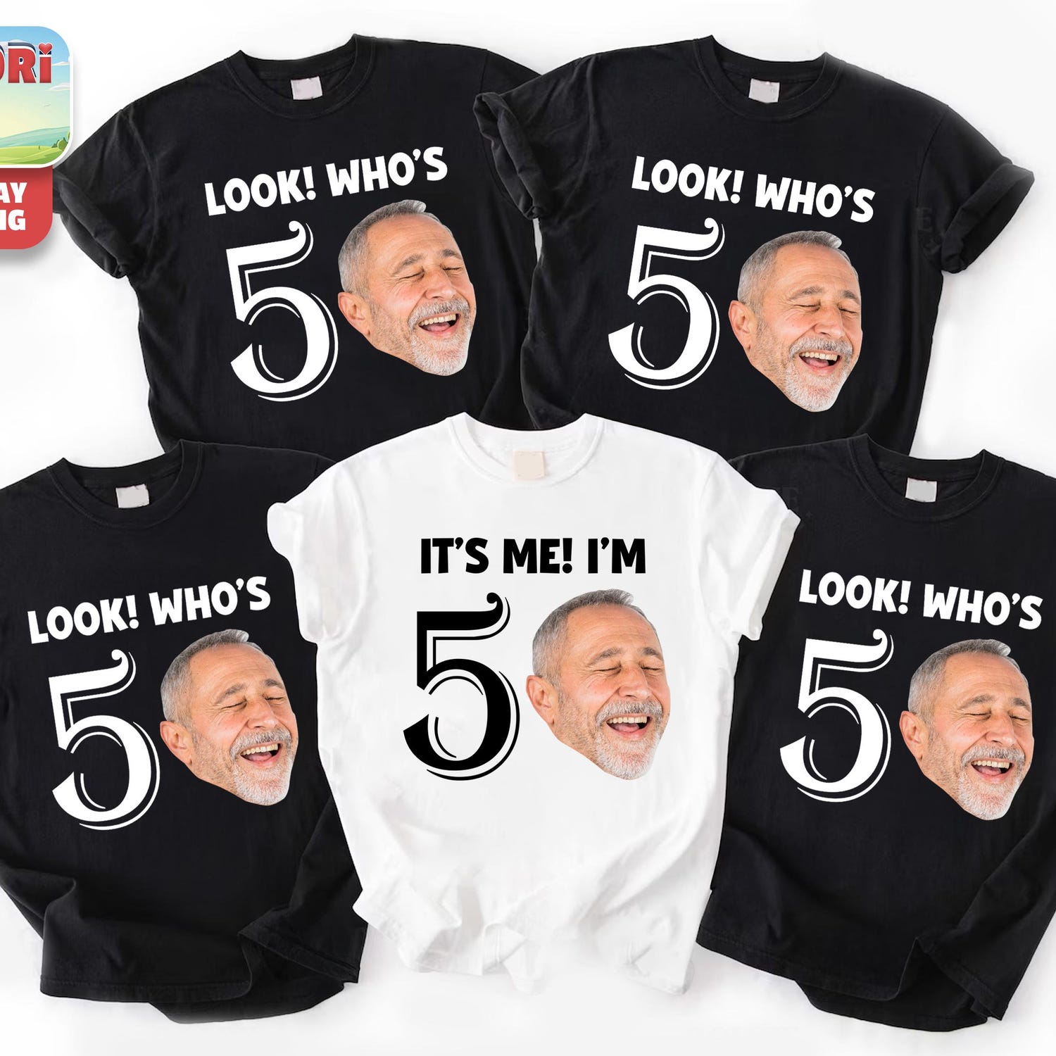 50th Birthday Group Shirts, Turning 50 Birthday Custom Face Shirt, Look Who's Fifty, Personalised 50th Birthday Shirts, 50th Birthday Funny