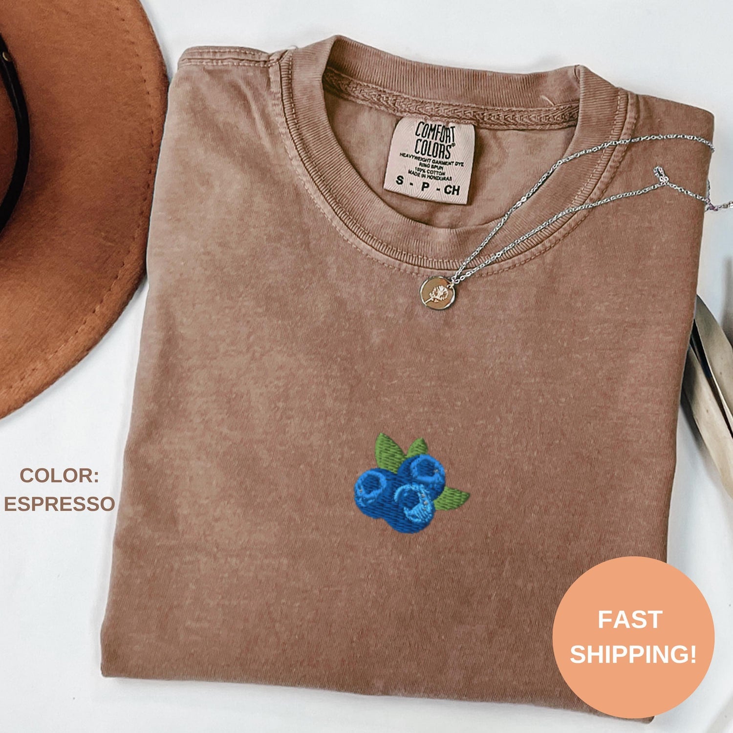 Comfort ColorsÂ® Blueberry Embroidered Shirt, Aesthetic Summer Tee, Fruit Shirt, Retro Y2k Berry Shirt, Berry Lovers Shirt, Cute Food Tee