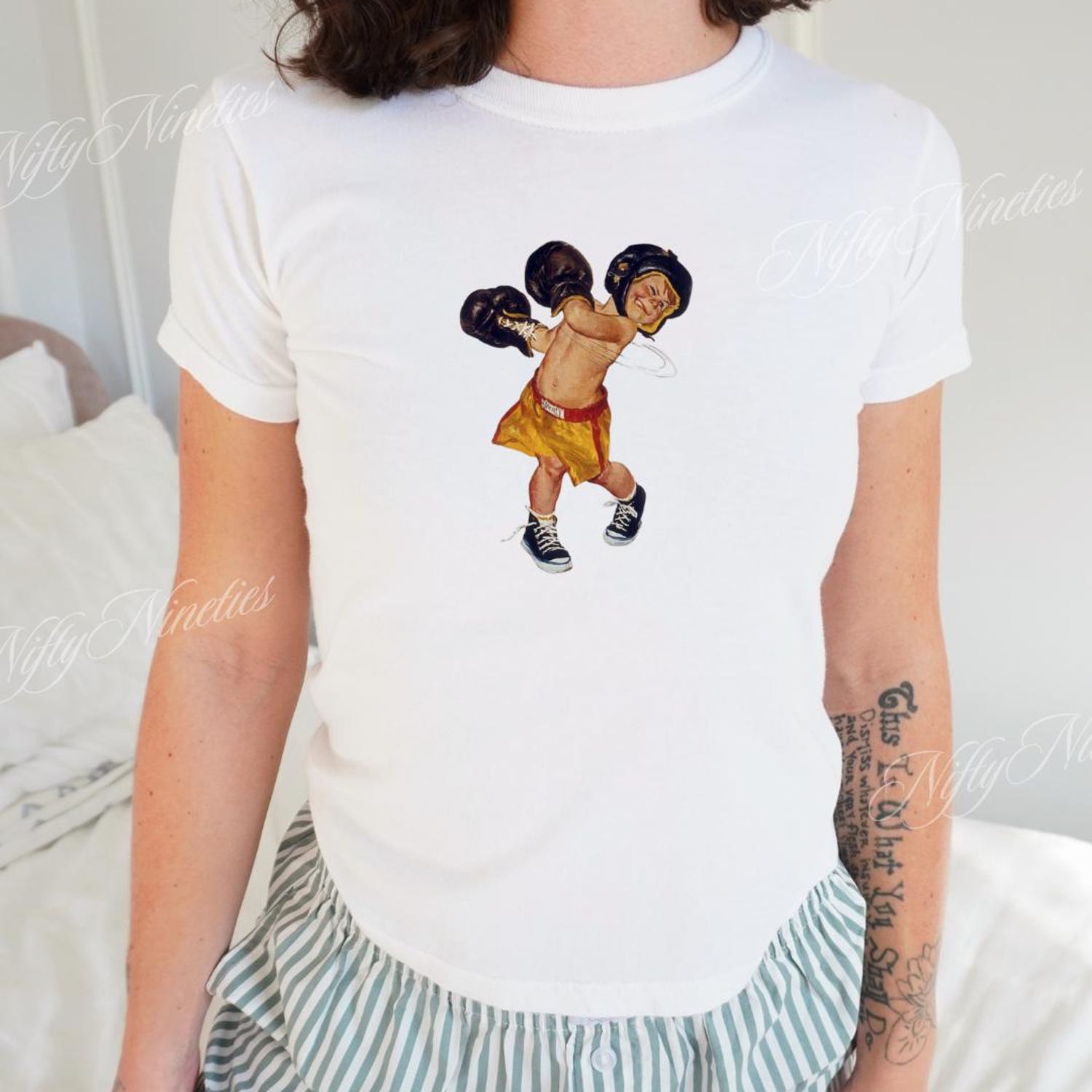 Boxing Kid Baby Tee, Babytee Y2k, Retro Streetwear, Vintage Graphic Top, Pinterest Aesthetic, Funny 90s Tshirt, Grunge Aesthetic Shirt