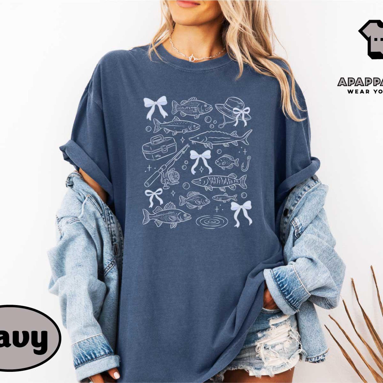 Coquette Bow Fishing & Coastal Shirt, Girly Fishing Vibes T-shirt, Fishing Gear Top, Fisherman Aesthetic Tee, Trendy Women Fishing Sweater
