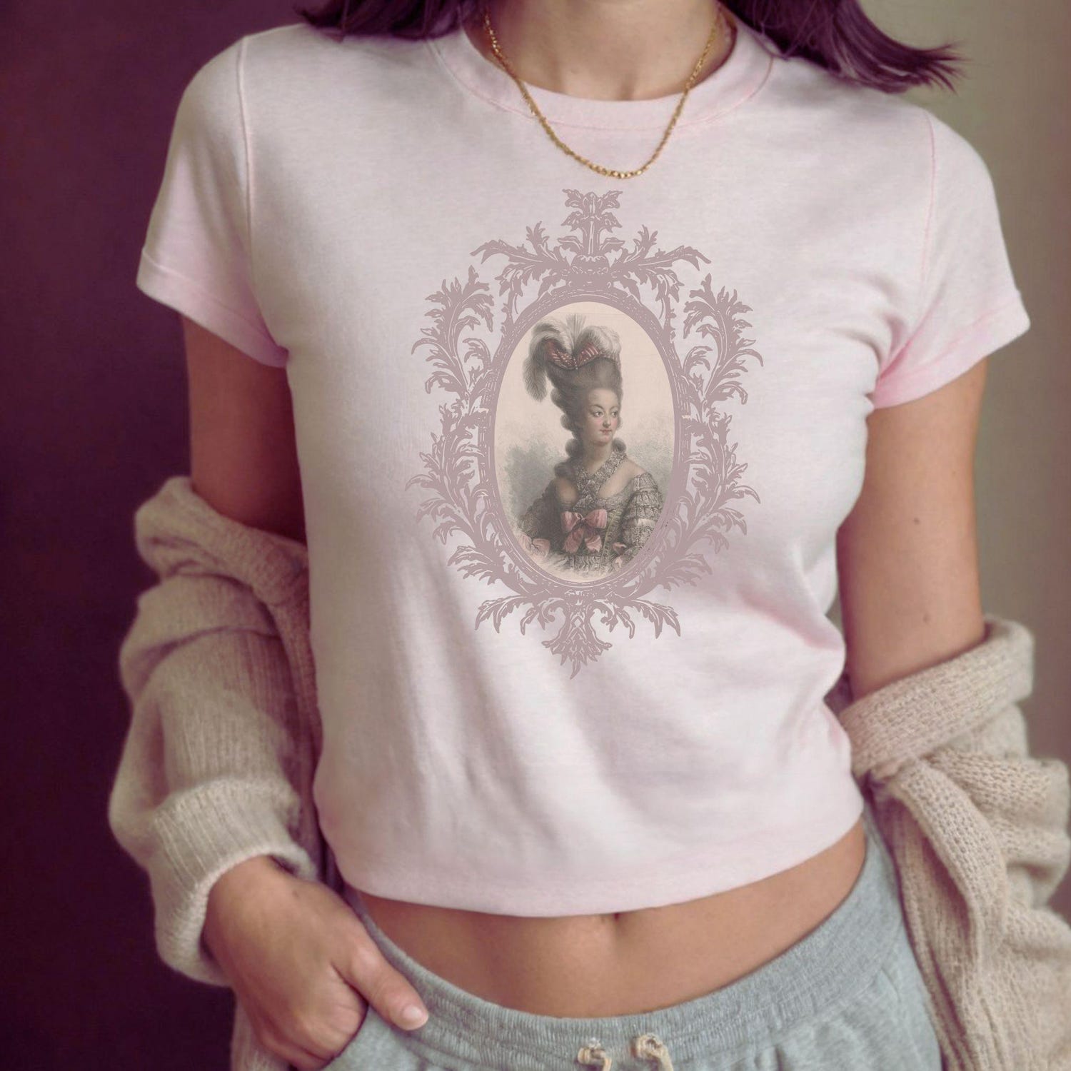 Marie Antoinette Baby Tee| Coquette Shirt| Coquette Baby Tee| Coquette Clothing| Cottagecore Shirt| Trendy Shirt| Retro shirt| Baby Tee Y2K