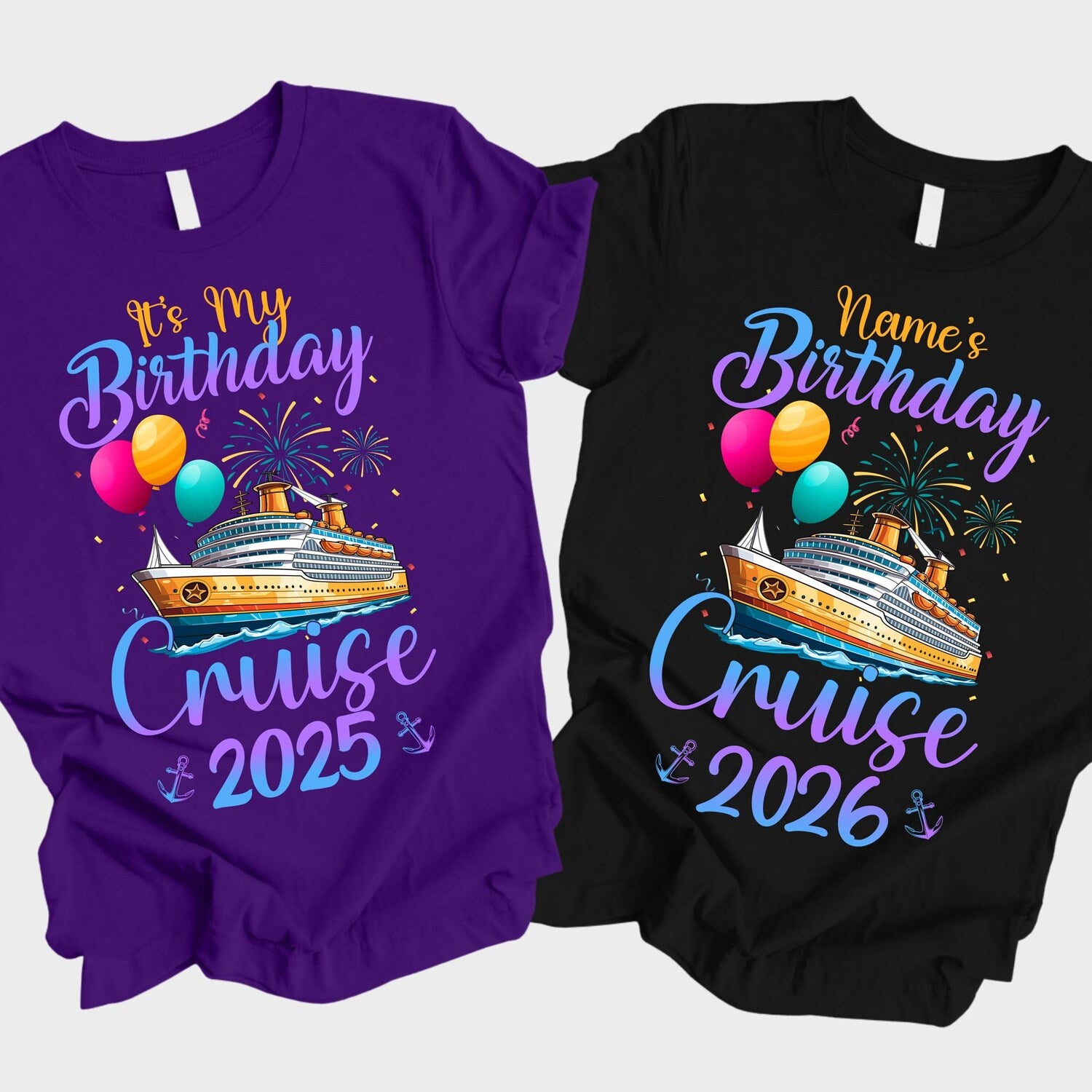 Birthday Cruise Squad 2025 Shirt, Custom Family Vacation Tee, Birthday Party Group Gift