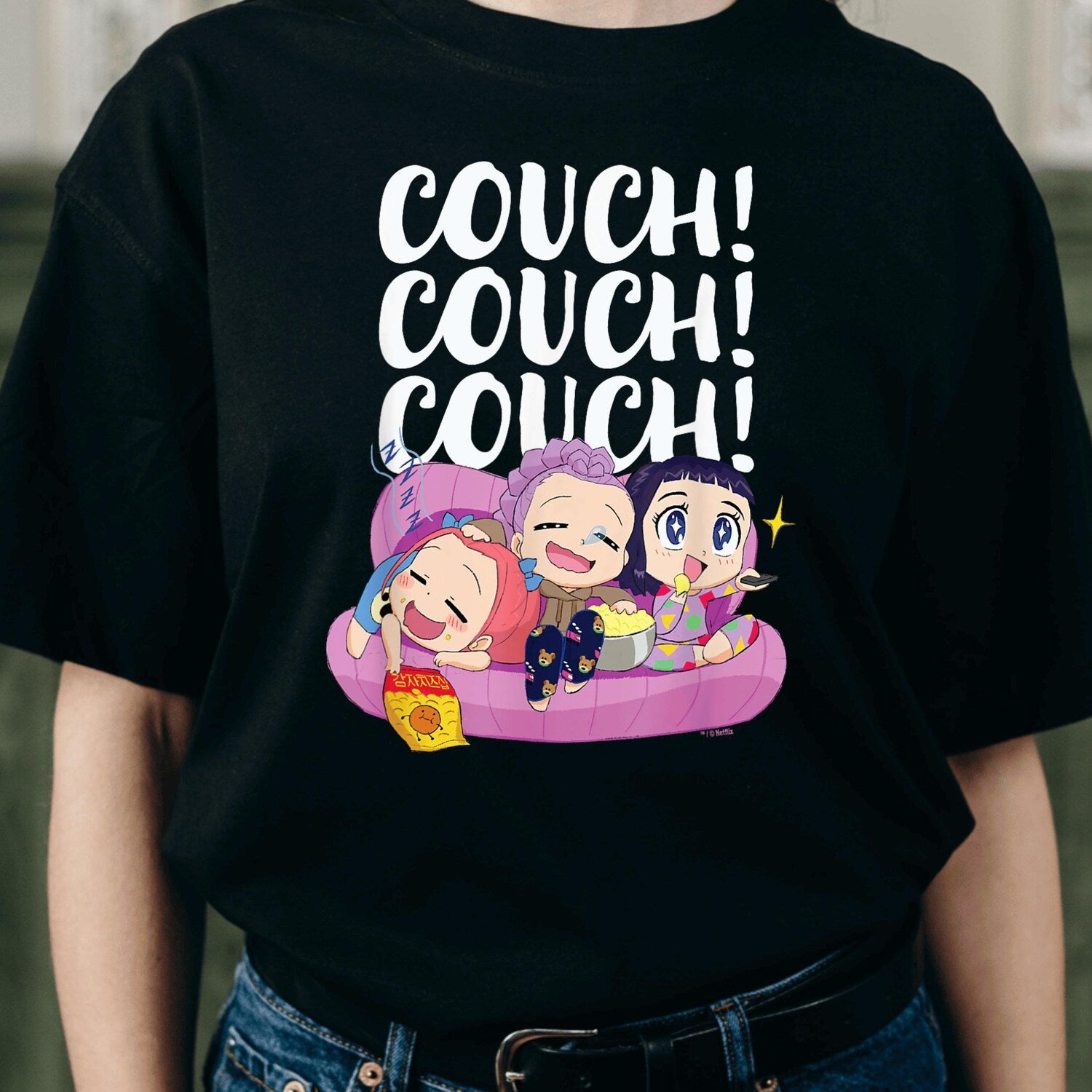 Chibi Couch Potatoes Shirt, Cute Kawaii Anime Tee, Lazy Day Potato Graphic T-Shirt, Funny Cozy Anime Aesthetic Top