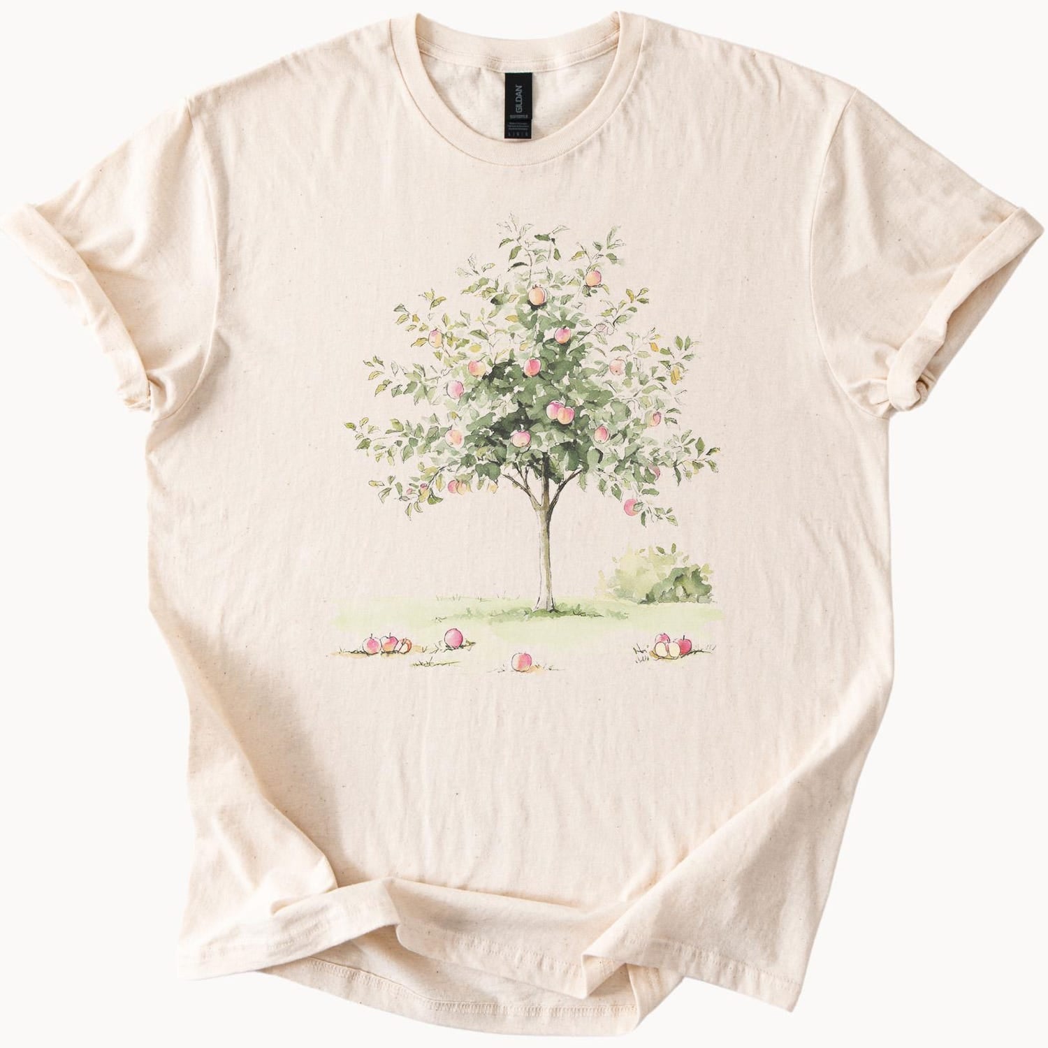 Apple Tree Graphic T Shirt Cute Fruit Orchard Nature Tee Watercolor Botanical Illustration Pastel Farmcore Cottagecore Aesthetic Shirt